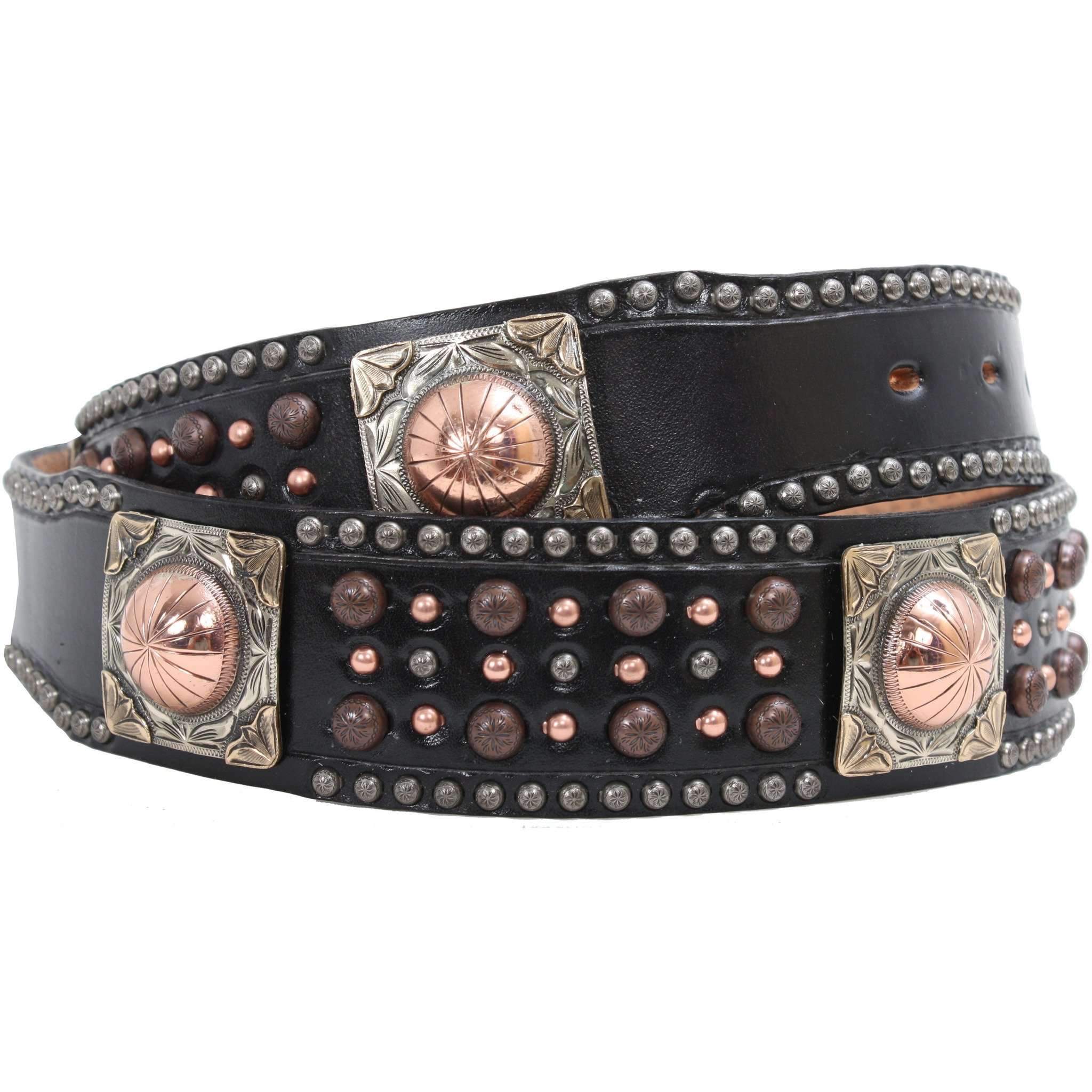 B192 - Black Leather Studded Belt Belt