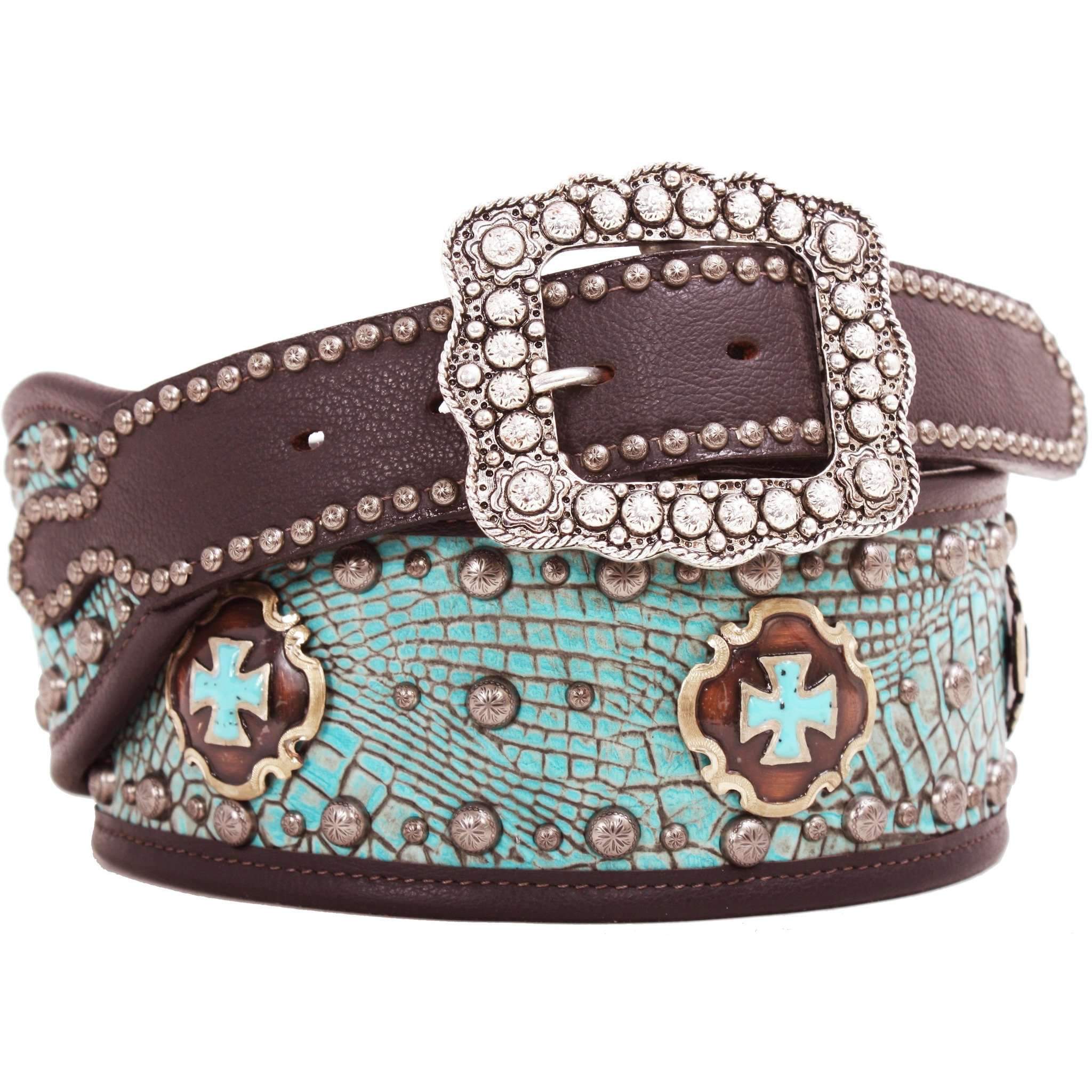 Clearance - Turquoise Gator Print 3 Piece Belt - B217 Clearance