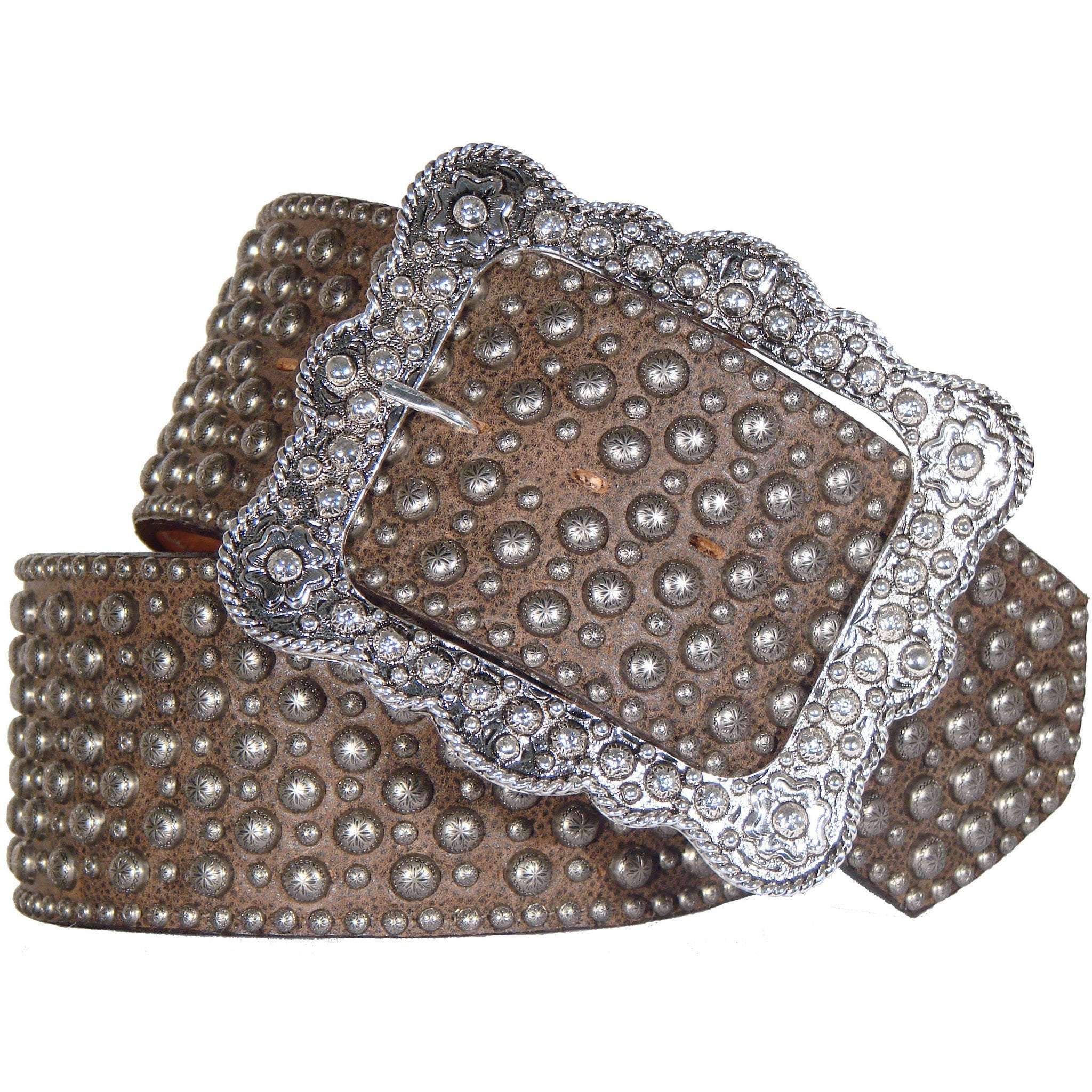 Clearance - Brown Bomber Studded Belt - B385