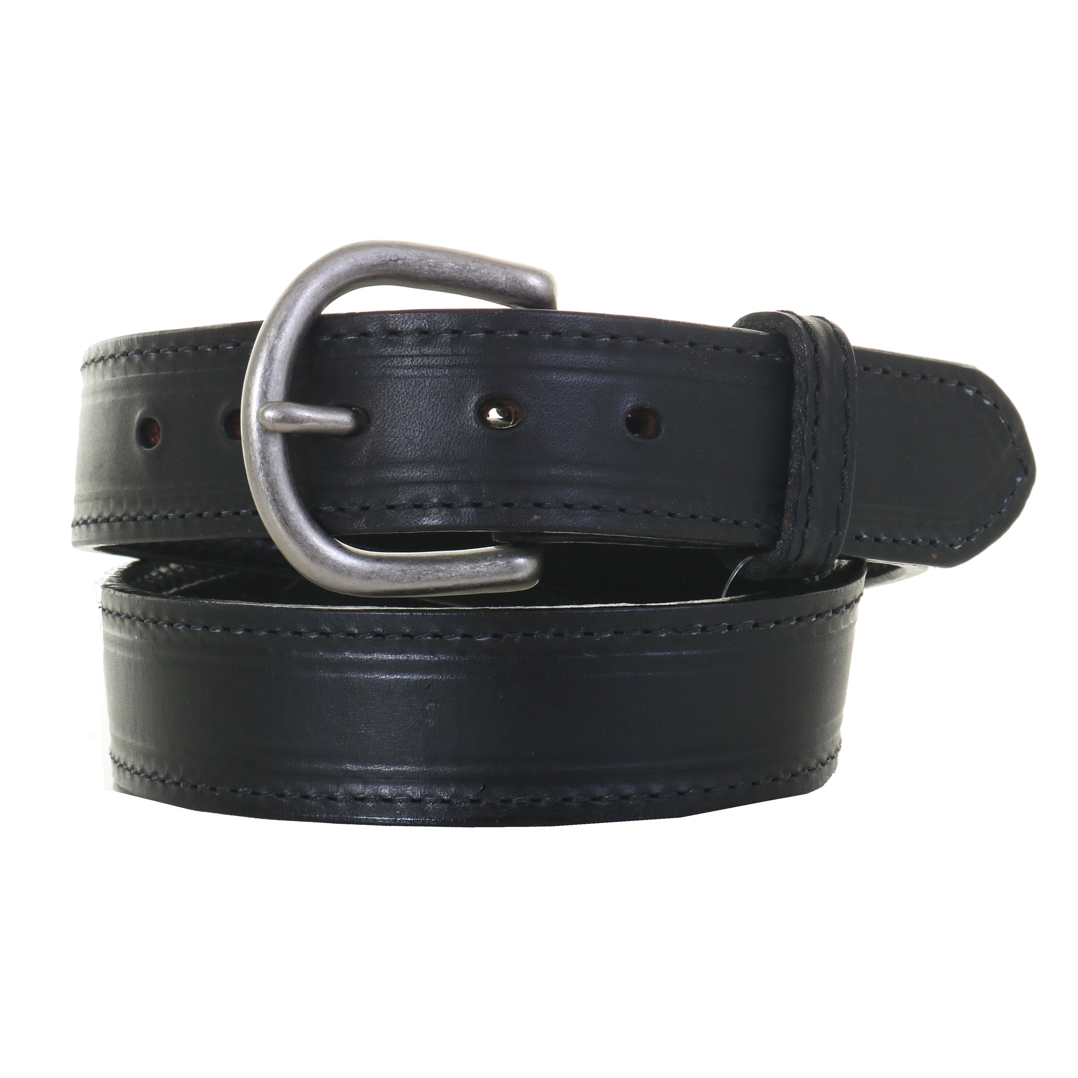 B646 - Black Stitched Harness Leather Belt Belt