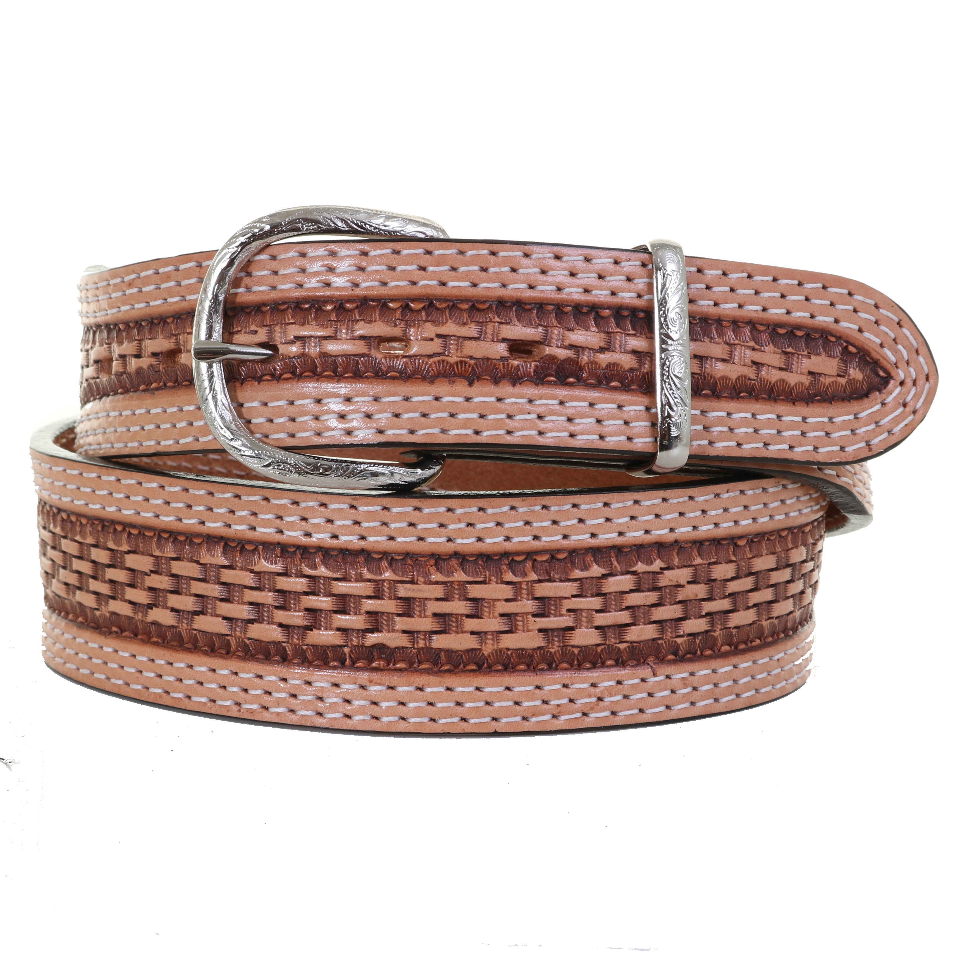B743A - Natural Tooled Tapered Belt Belt