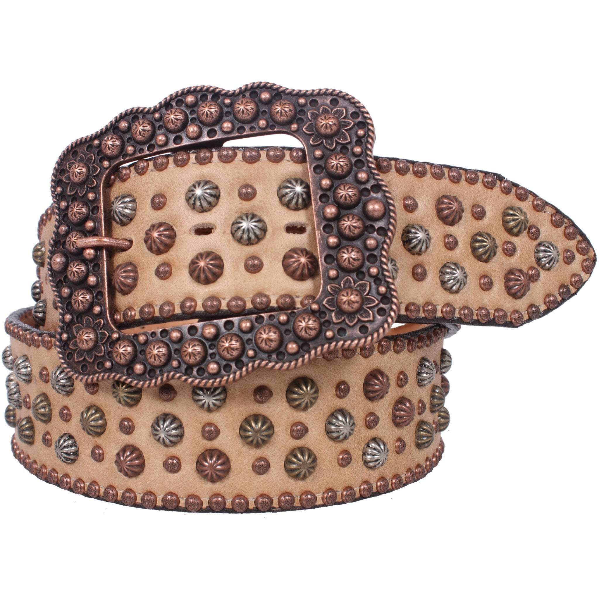 B745 - Camel Pull-Up Stud Belt Belt