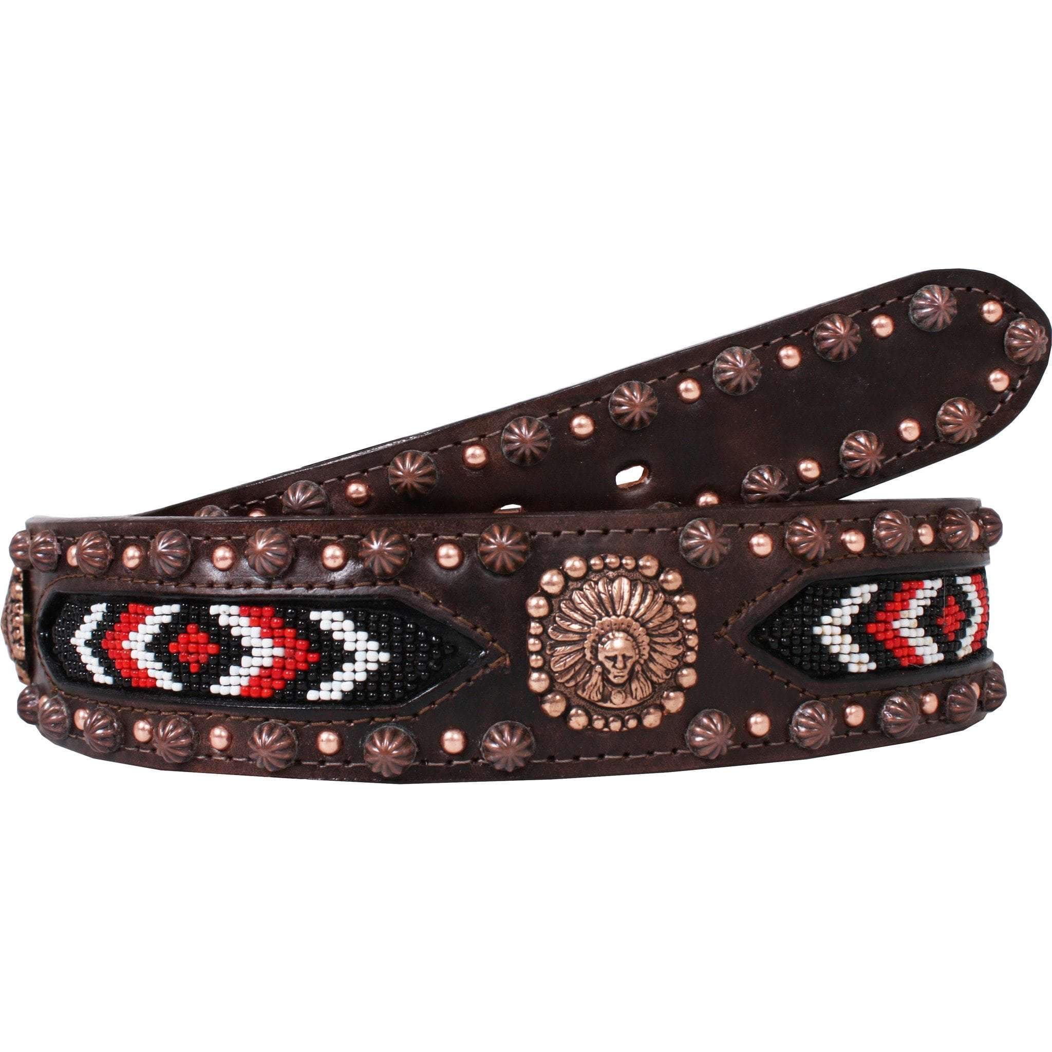 B770 - Brown Vintage Beaded Belt Belt