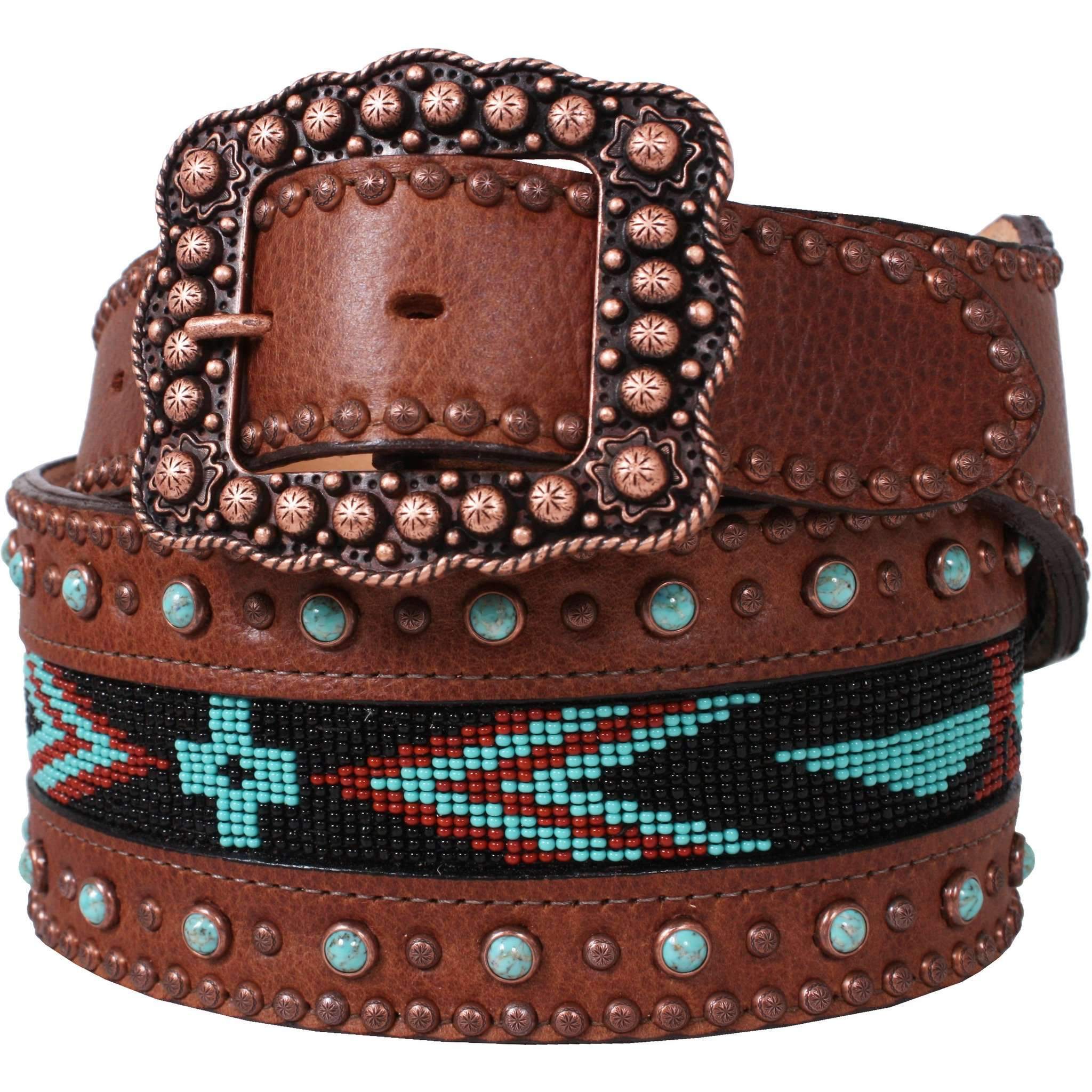 B796 - Brandy Pull-Up Inlay Belt Belt