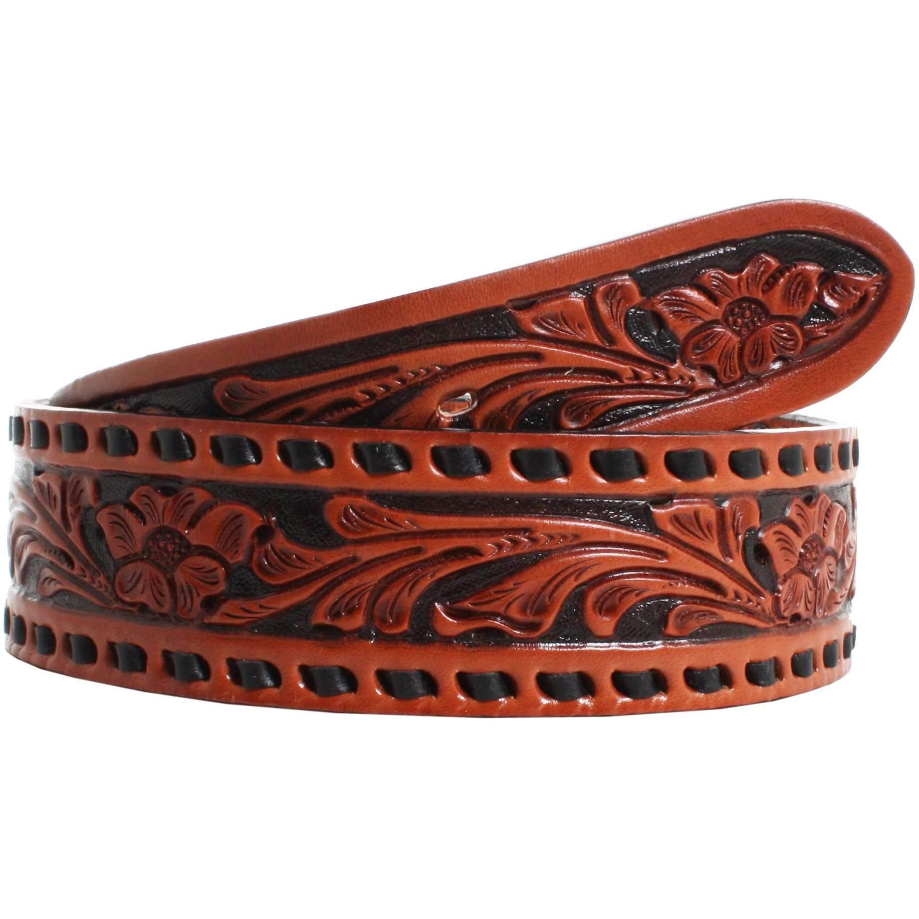 B835 - Chestnut Leather Tapered Belt Belt