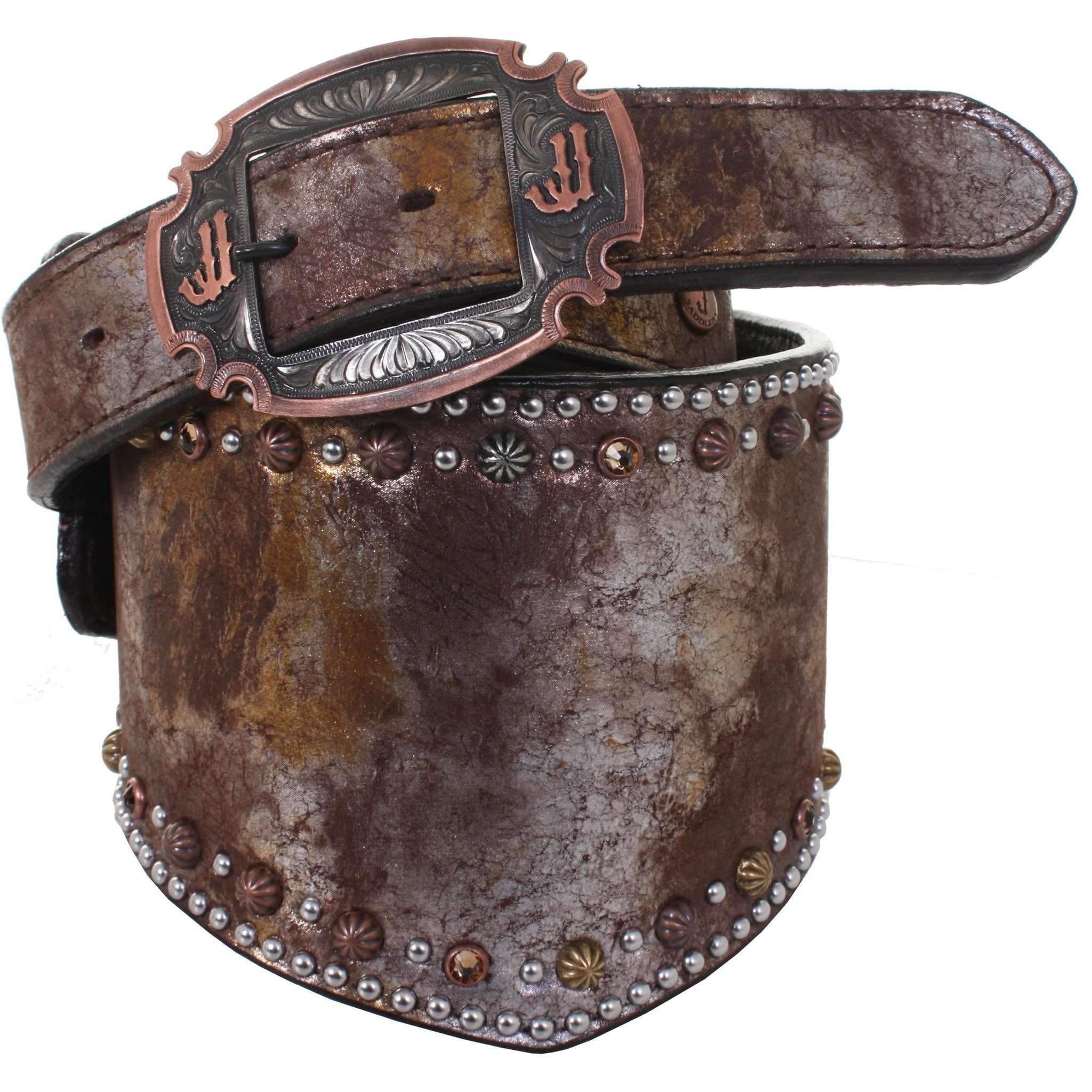 B880 - Vintage Metallic Chocolate Wide V Belt Belt