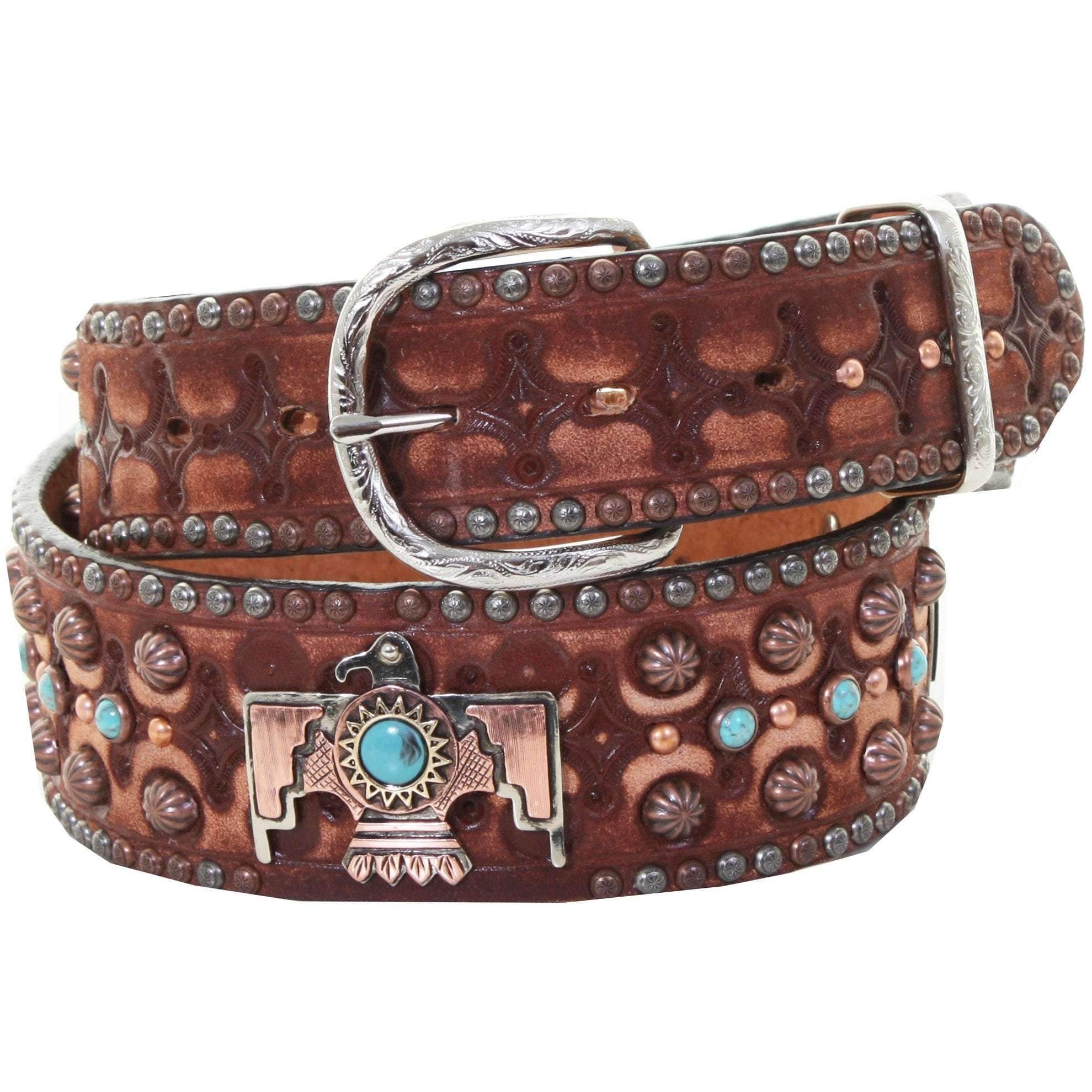 B949 - Mahogany Vintage Studded Belt Belt