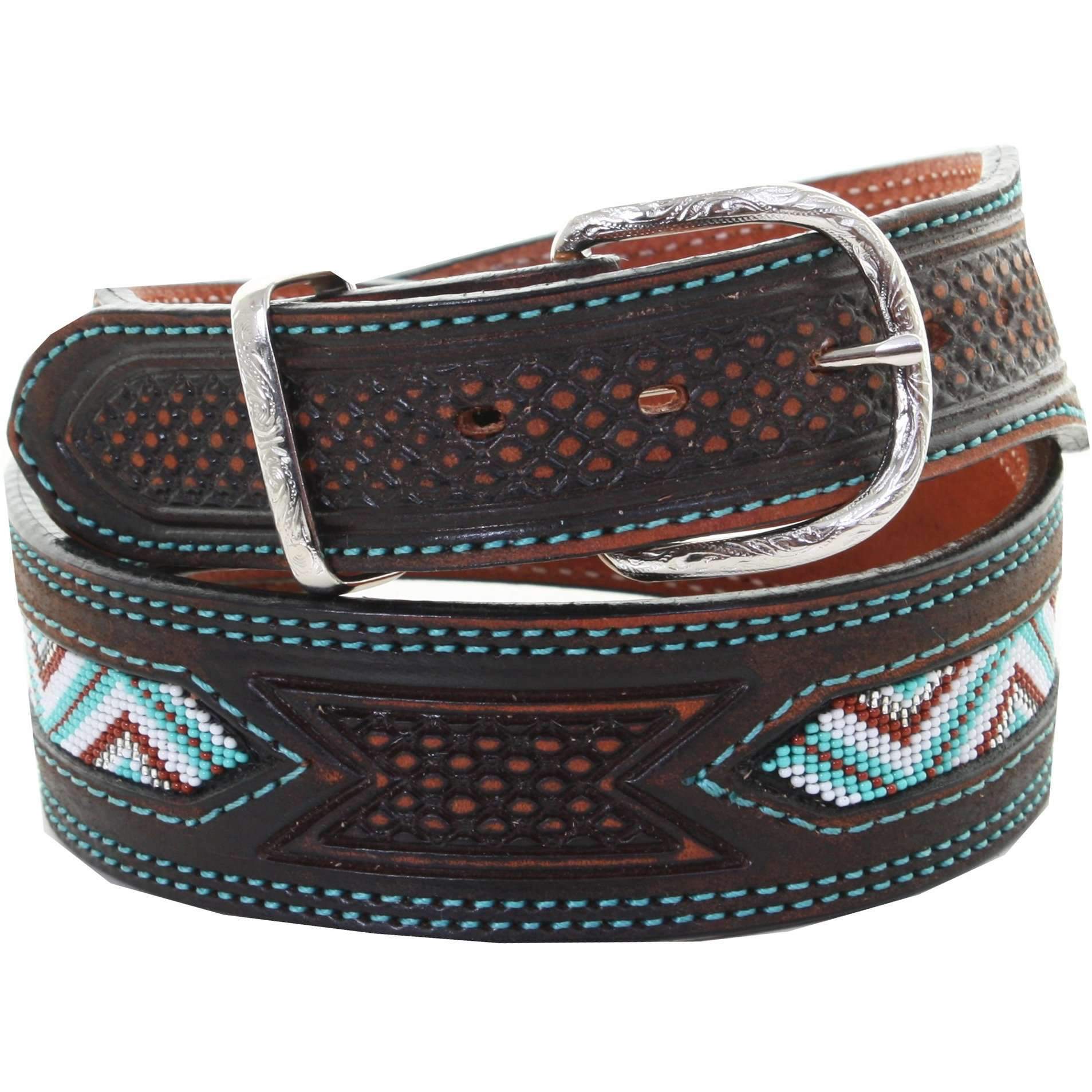 B953 - Black Vintage Beaded Belt Belt