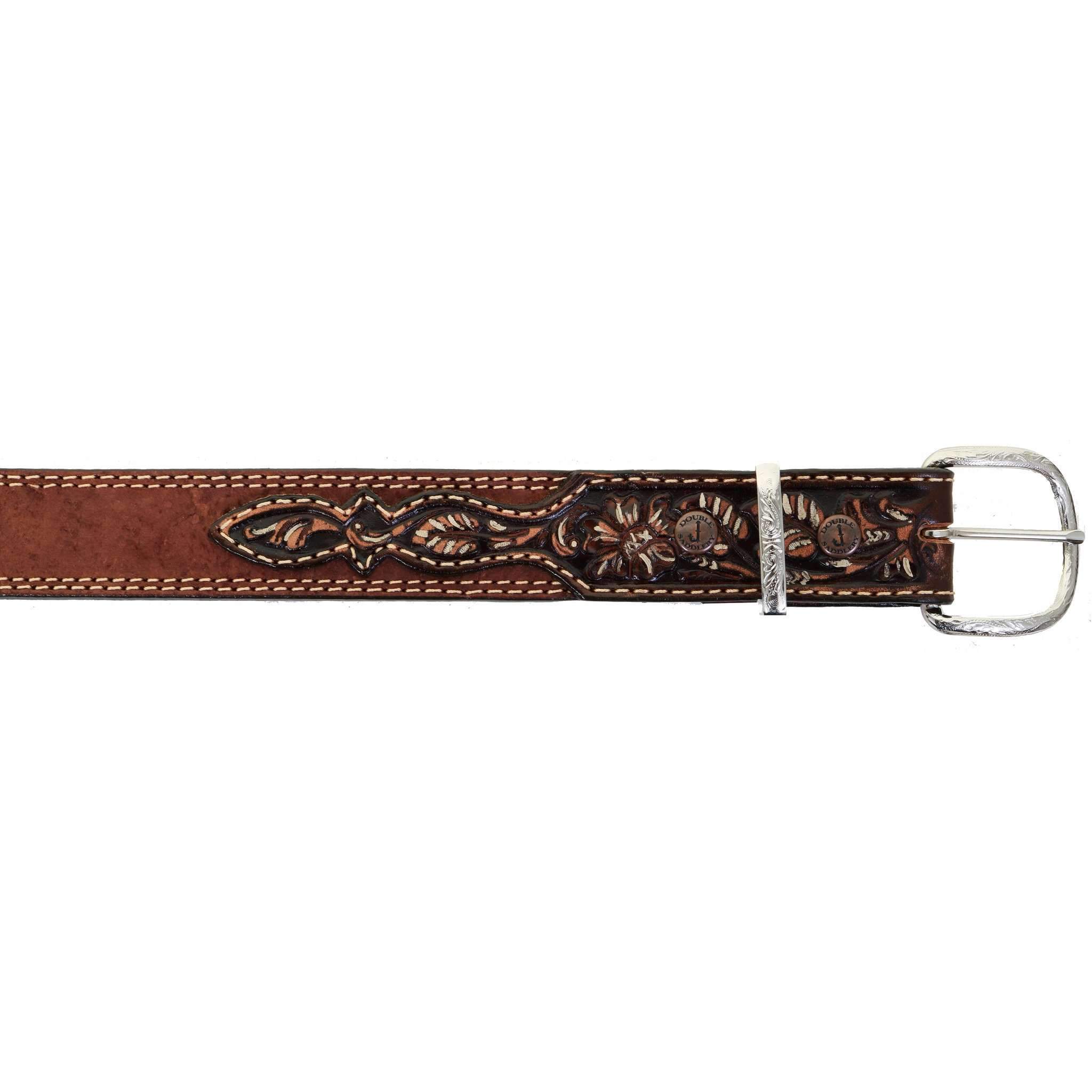 B994 - Brown Rough Out Tooled Belt Belt