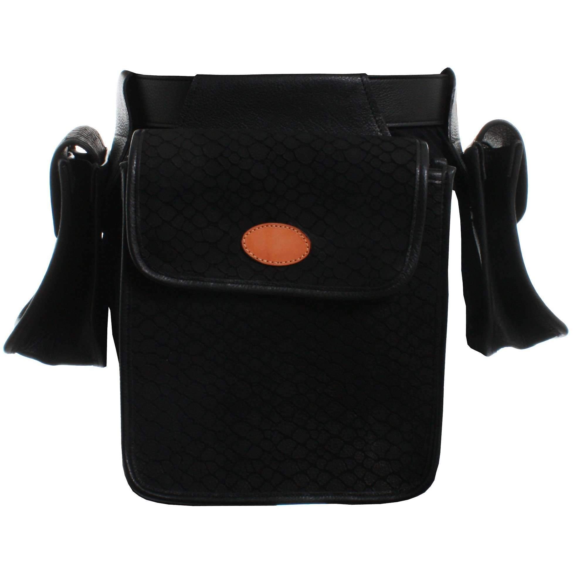 Bb21 - Black Gator Print Suede Leather Bird Bag Hunting