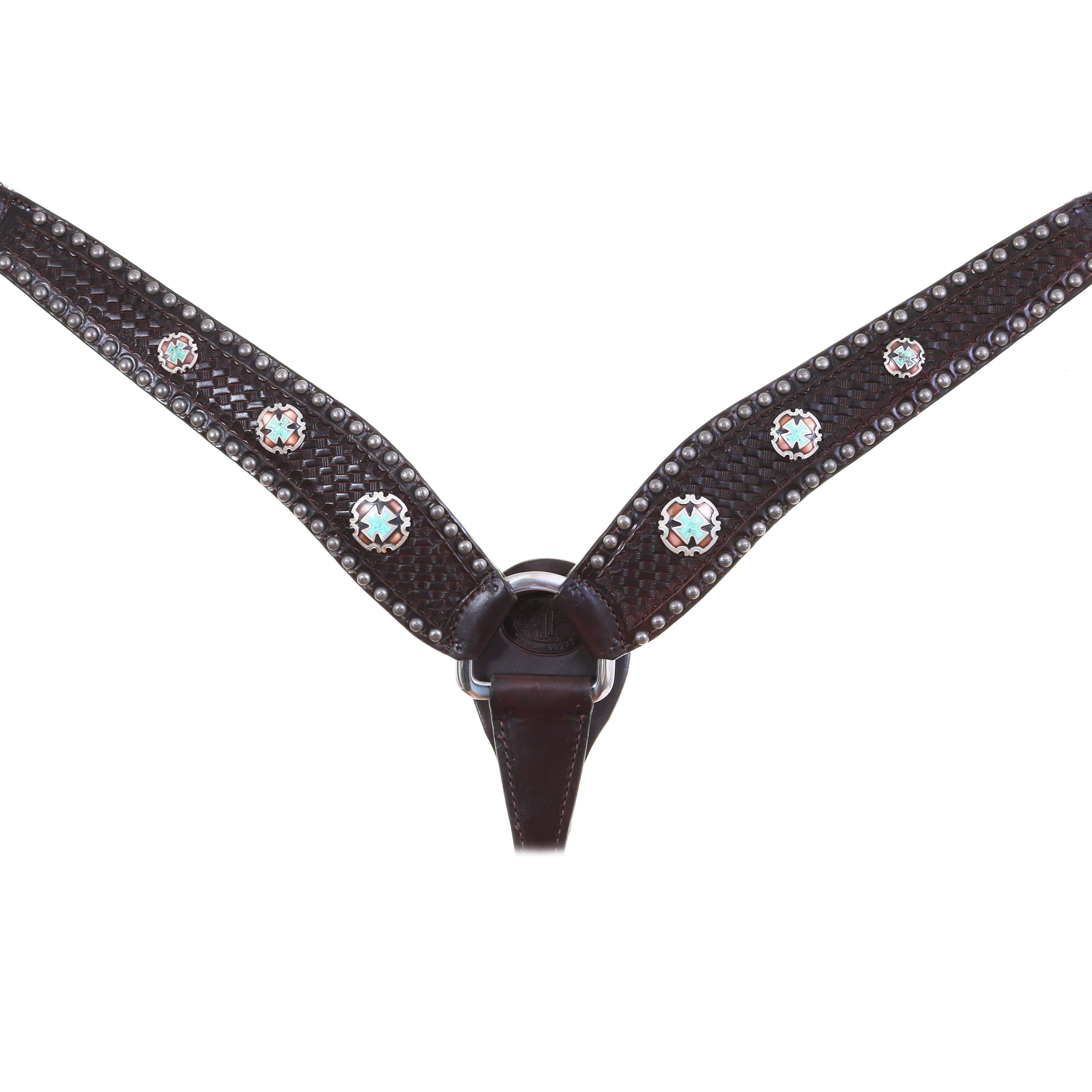 Bc1009 - Brown Leather Tooled Breast Collar Tack