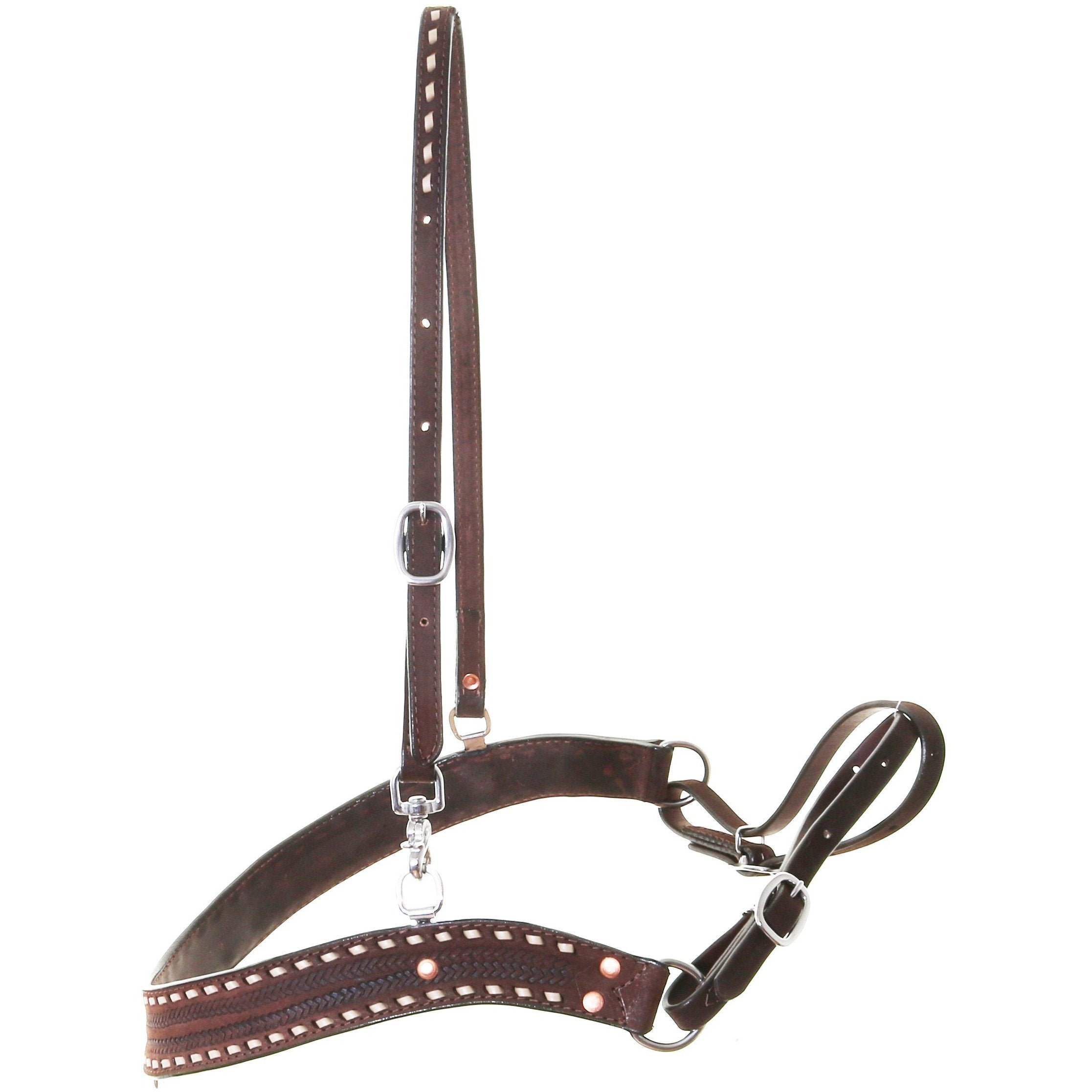 Bc1021 - Brown Rough Out Buck Stitched Breast Collar Tack