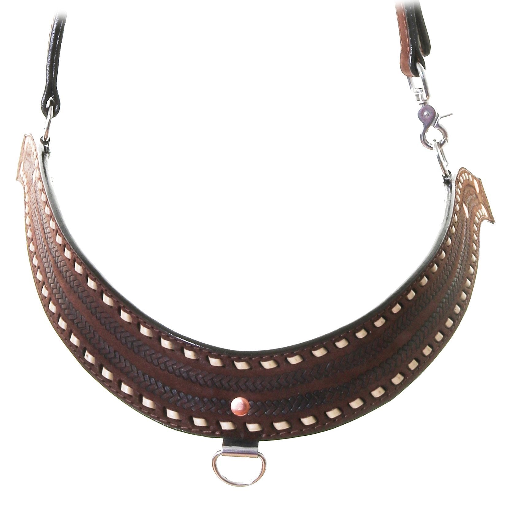 Bc1021 - Brown Rough Out Buck Stitched Breast Collar Tack