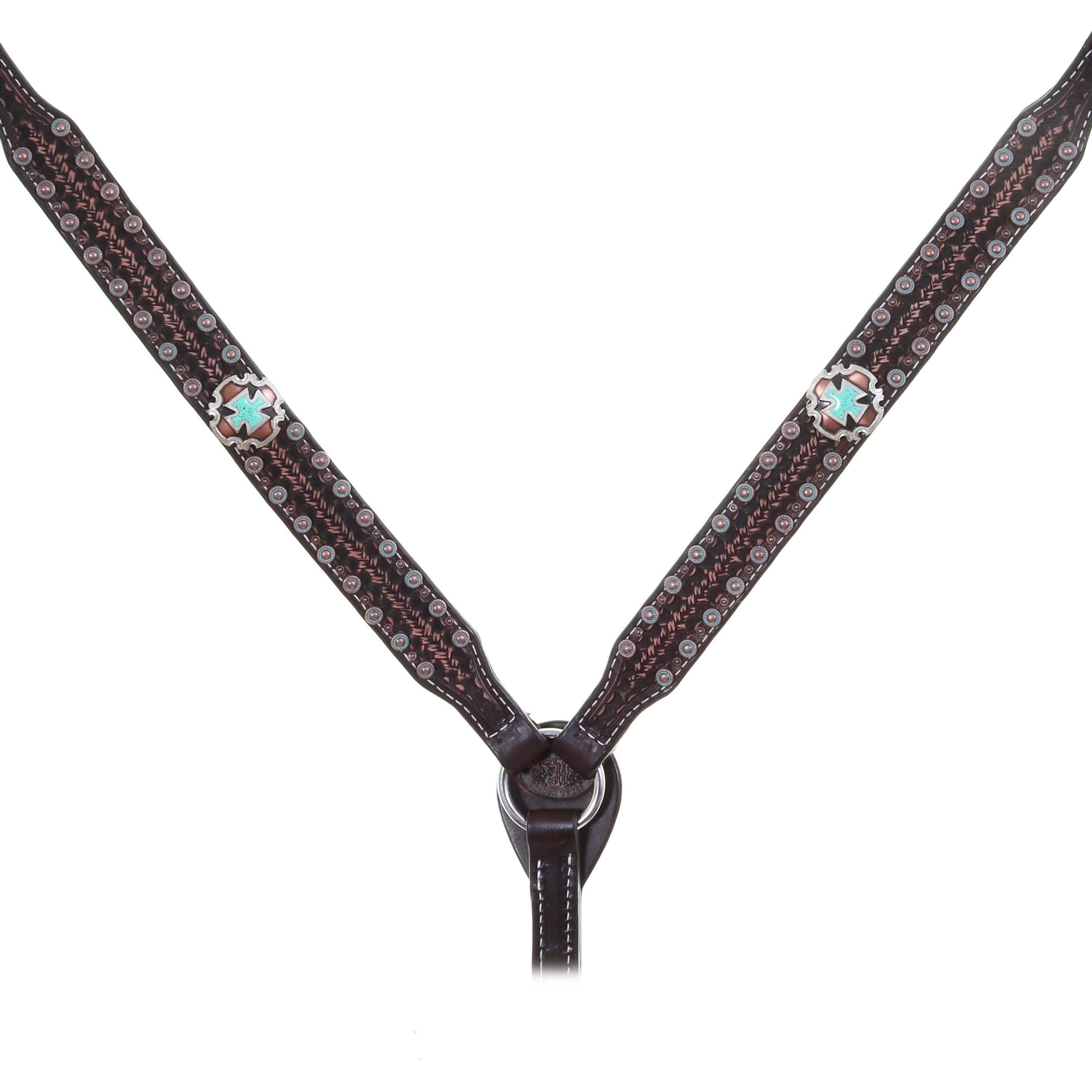 Bc1036 - Brown Vintage Tooled Breast Collar Tack