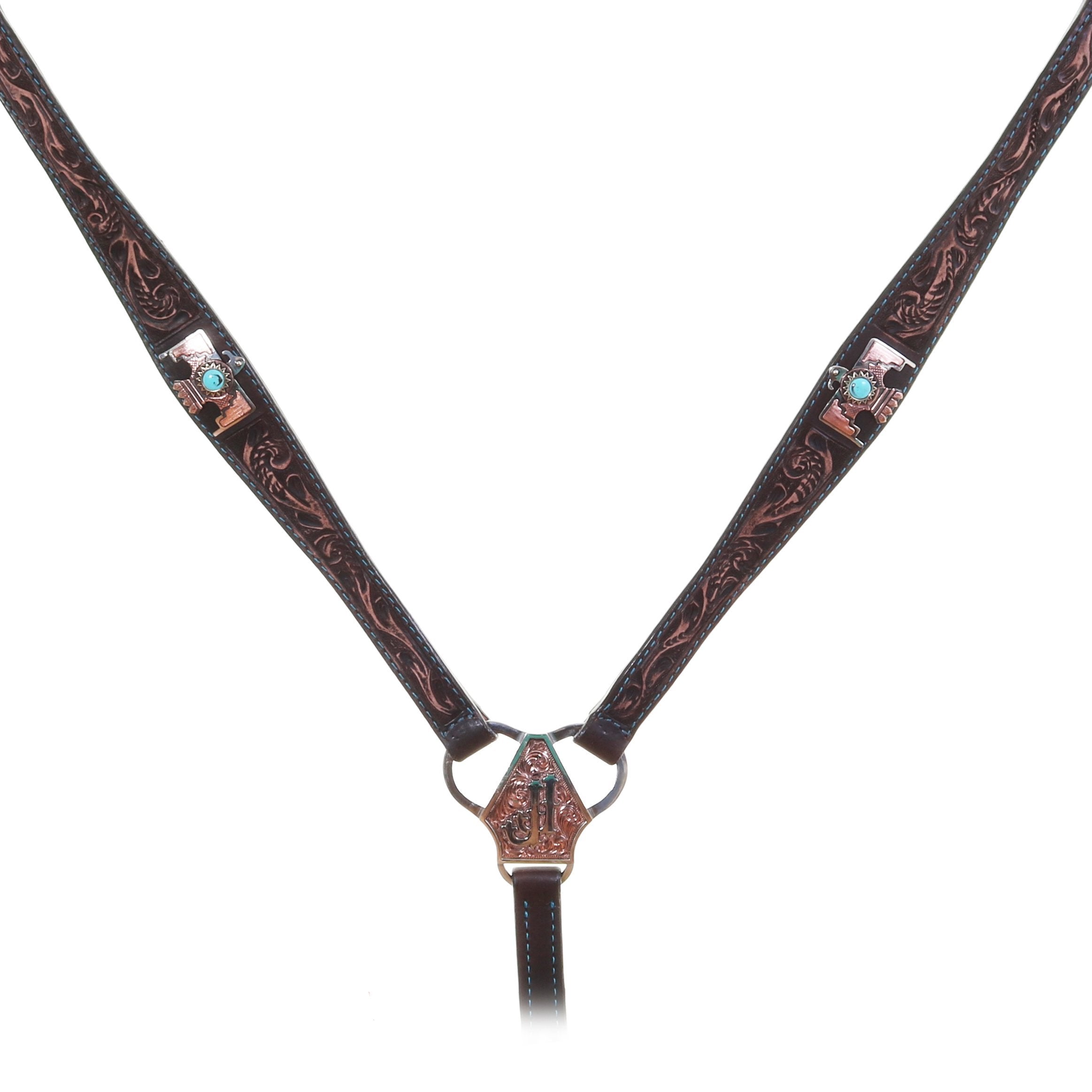 Bc1041 - Brown Vintage Tooled Breast Collar Tack