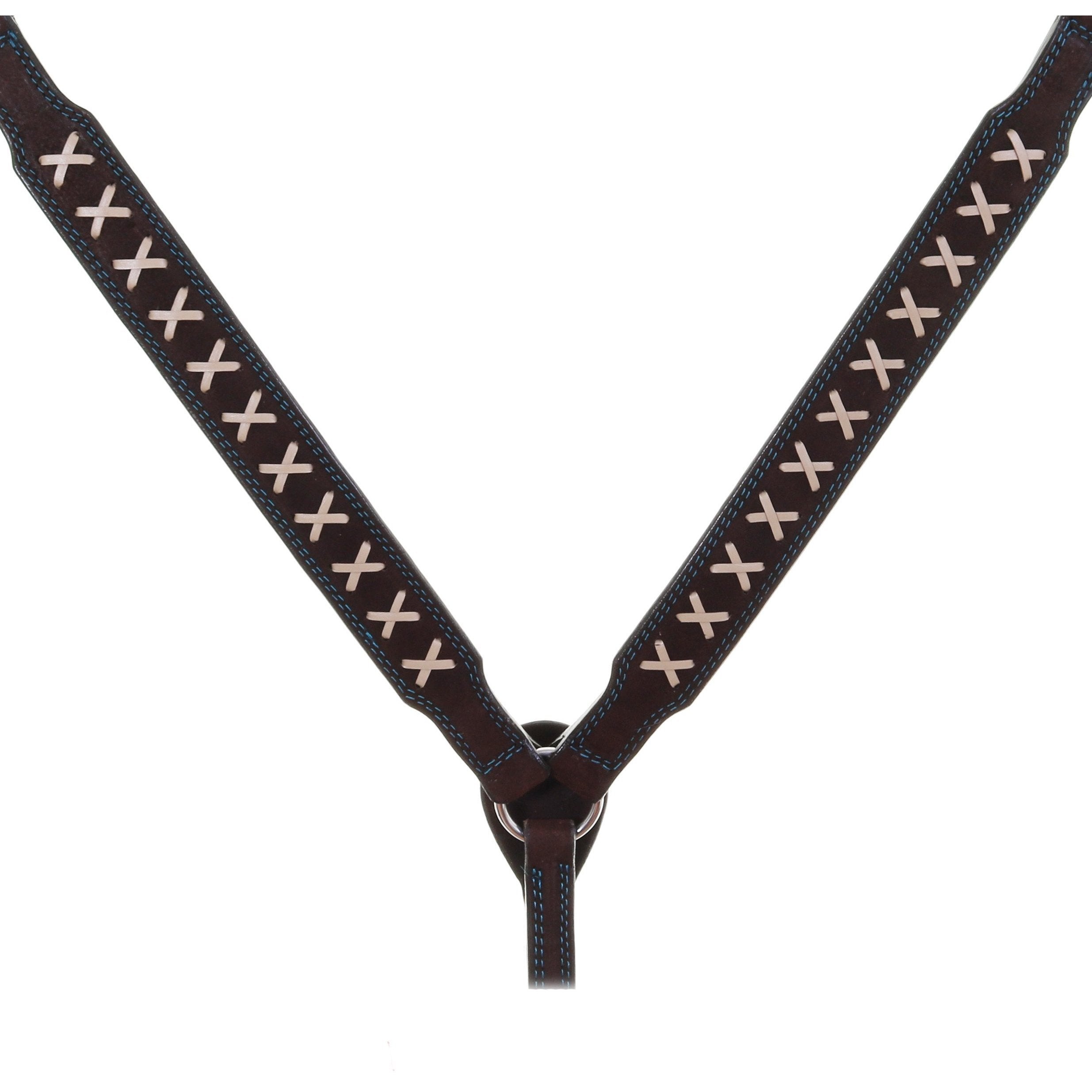 Bc1048 - Brown Rough Out X Design Breast Collar Tack