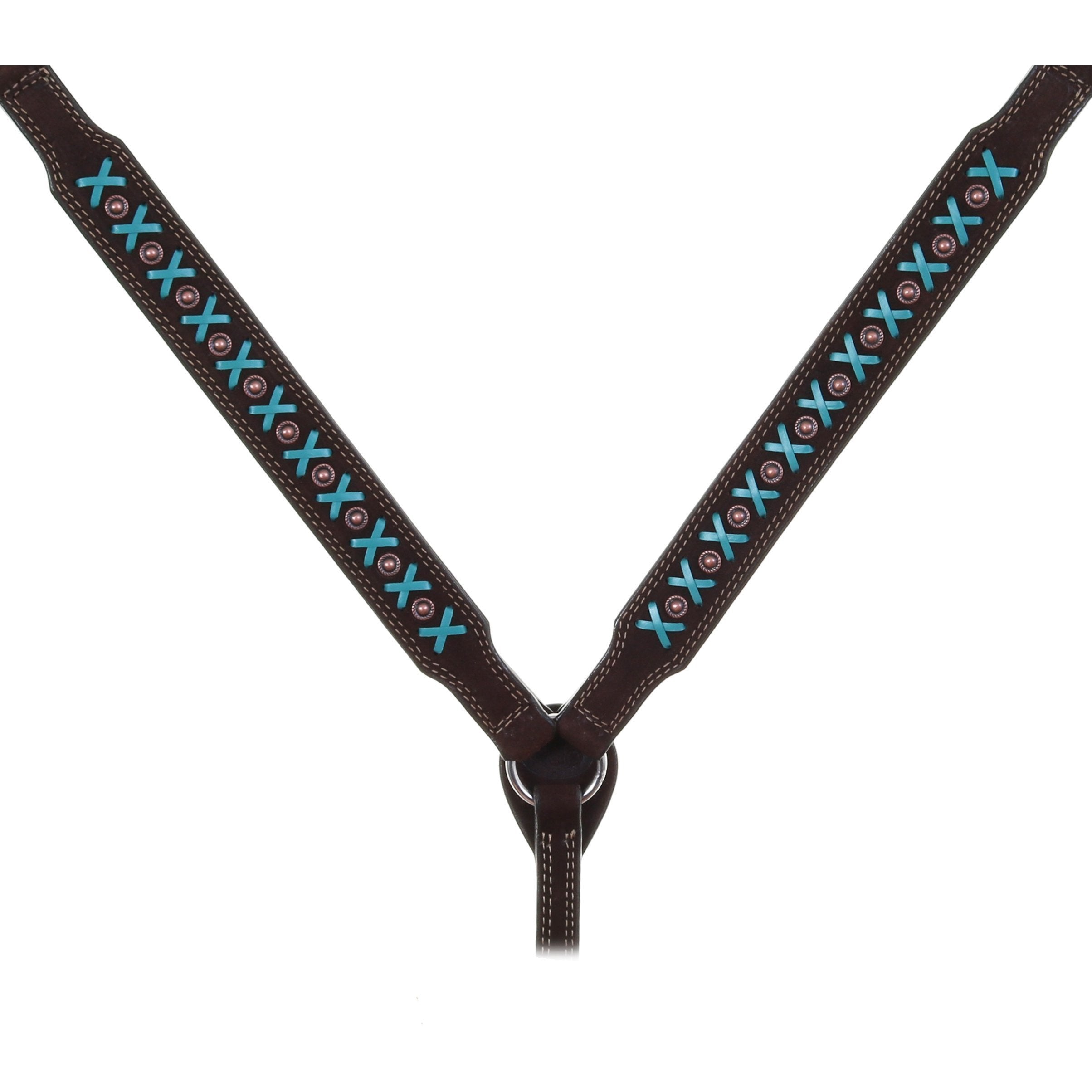 Bc1050A - Brown Rough Out X Design Breast Collar Tack