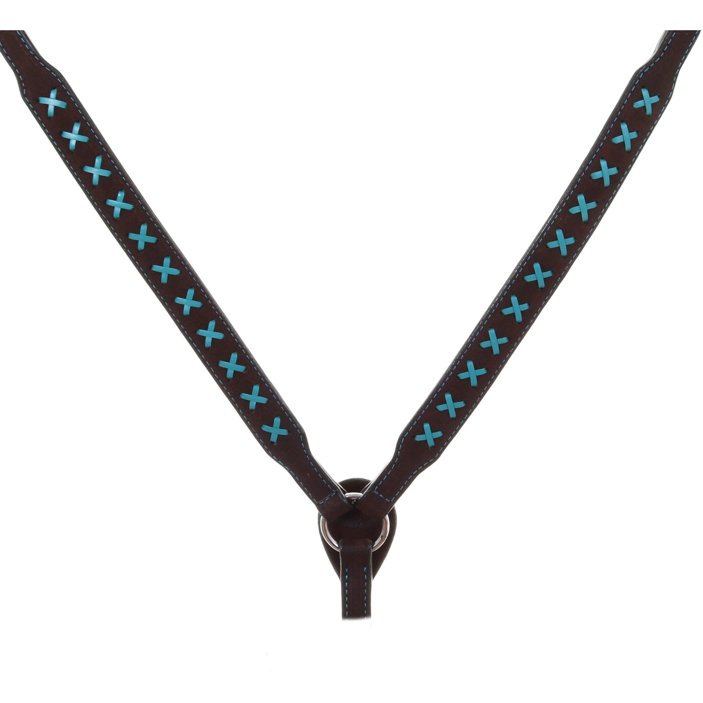 Bc1053 - Brown Rough Out X Design Breast Collar Tack