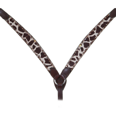 BC1058C - Brown Leather Giraffe Hair Breast Collar