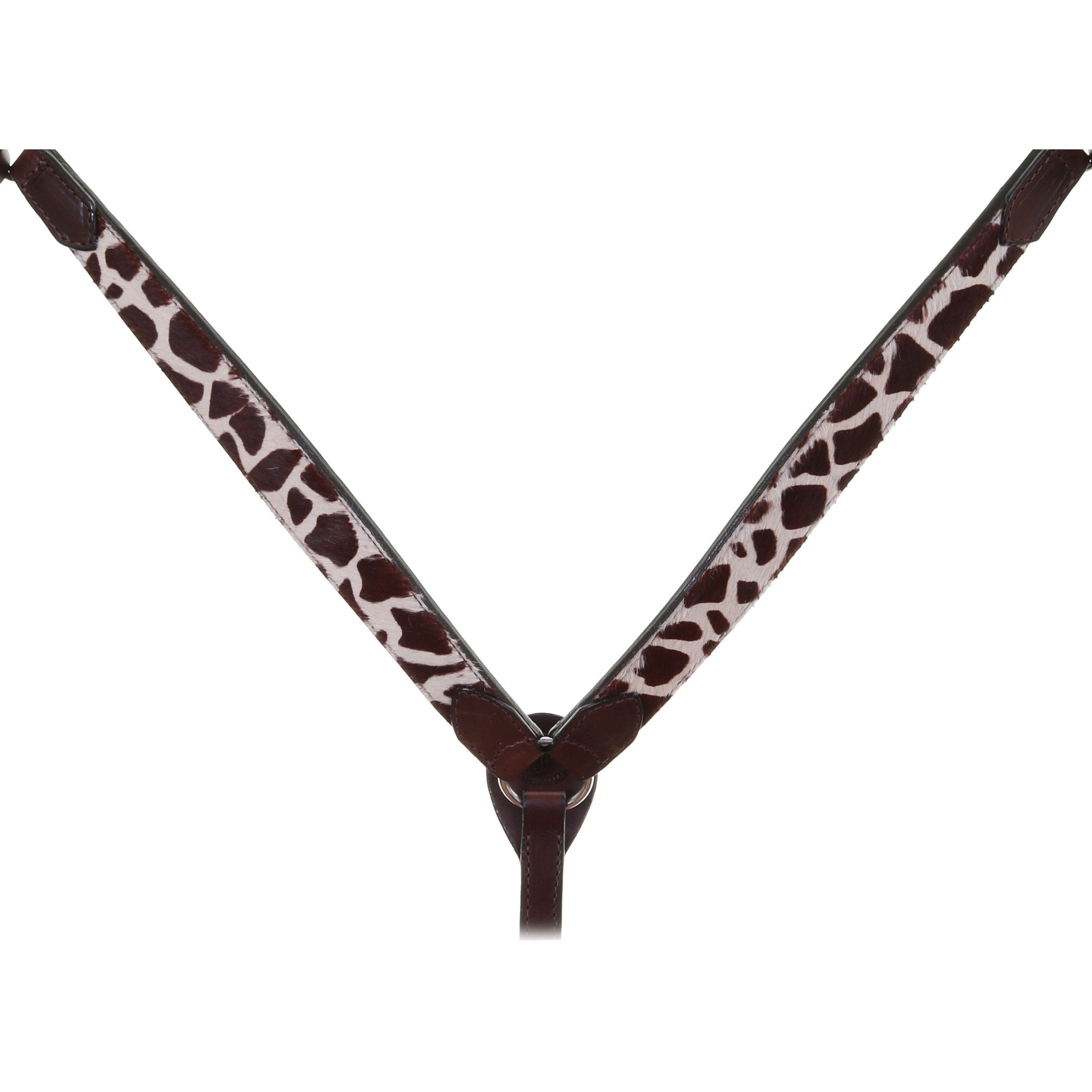 Bc1058 - Brown Leather Giraffe Hair Breast Collar Tack