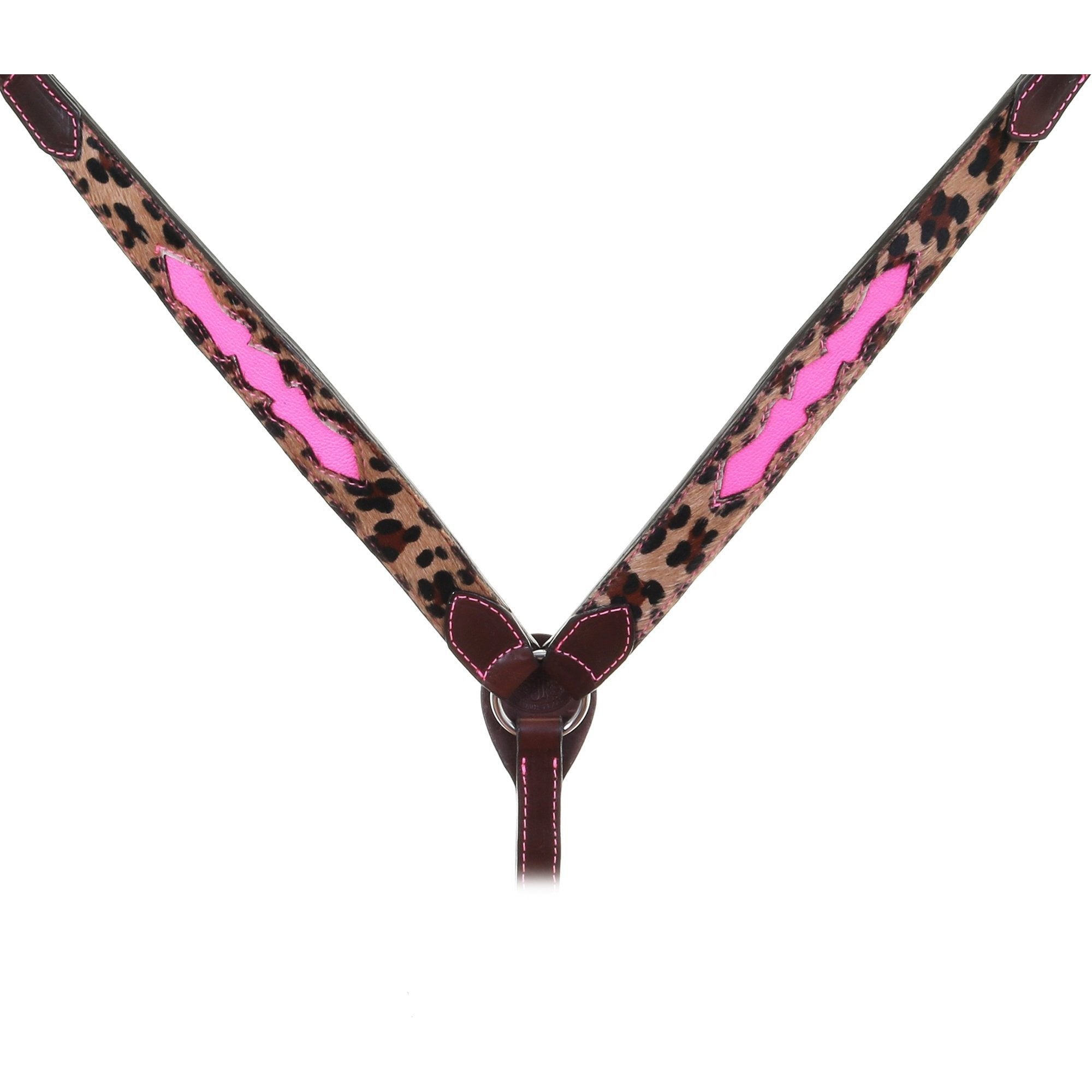 Bc1059 - Brown Leather Jaguar Hair Breast Collar Tack