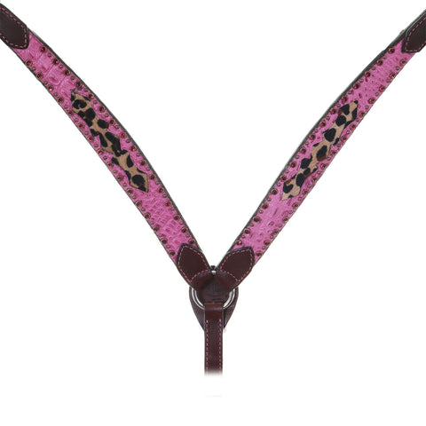 BC1060C - Pink Gator and Jaguar Inlay Breast Collar