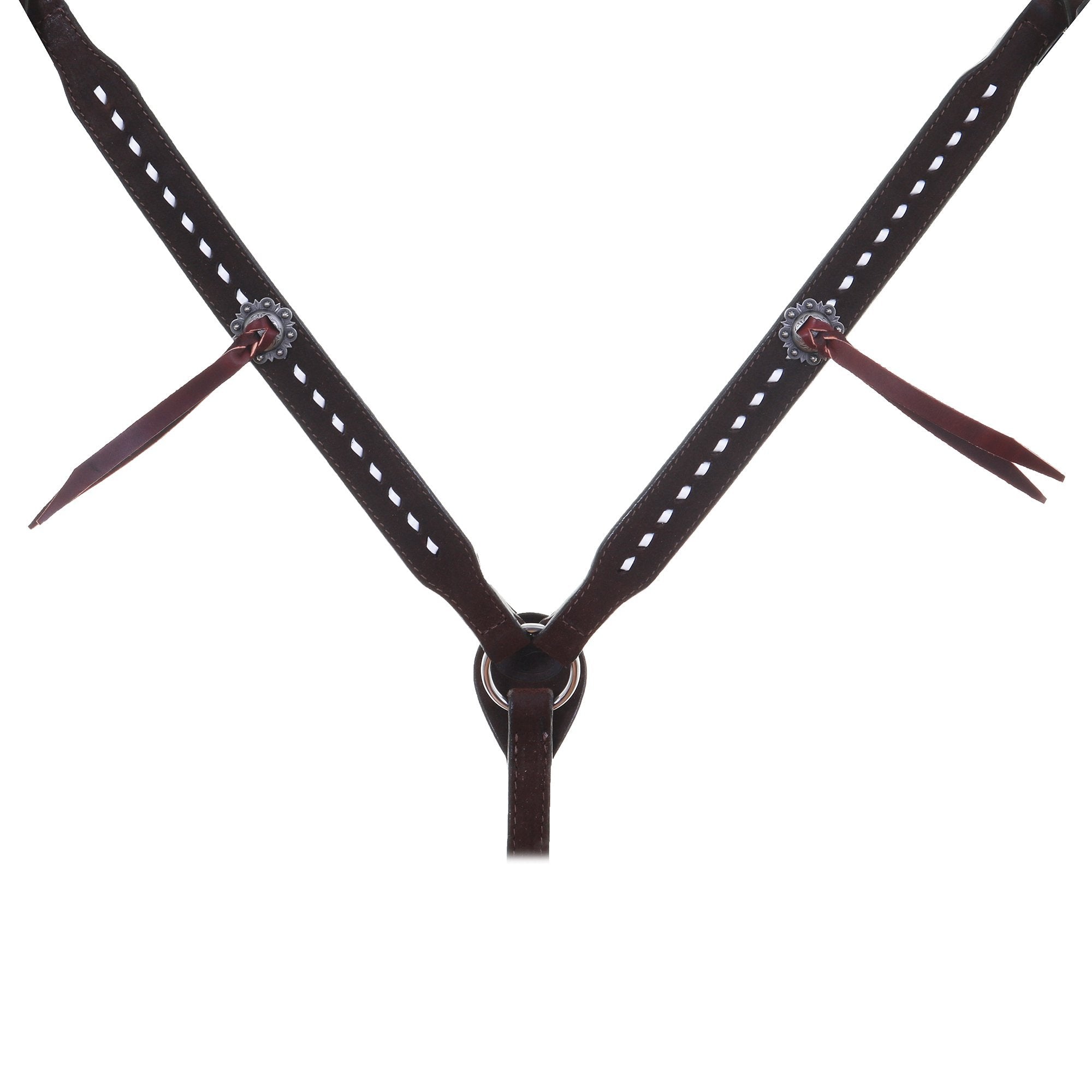 Bc1063 - Brown Rough Out Buck Stitched Breast Collar Tack