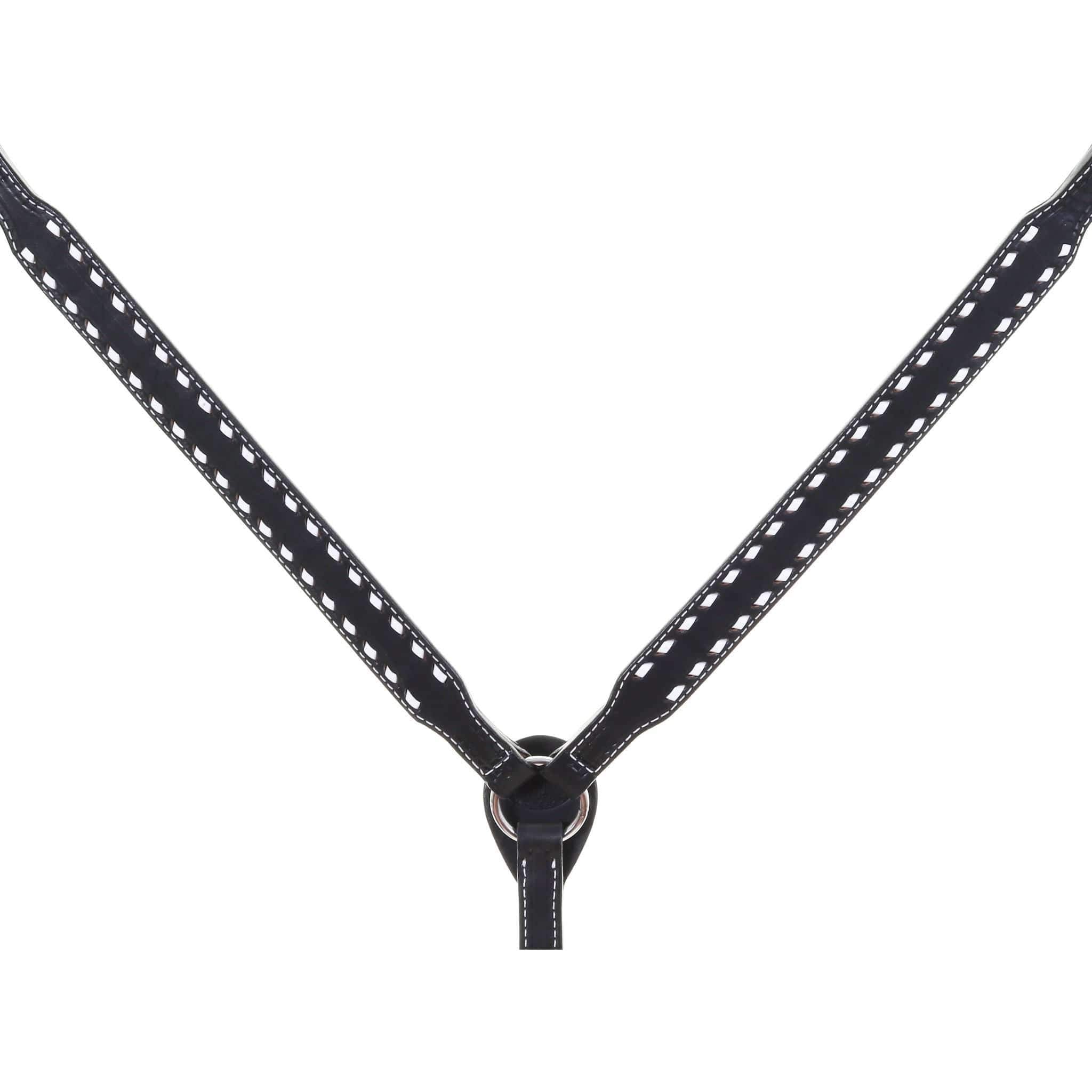 Bc989A - Black Grain Out Buck Stitched Breast Collar Tack