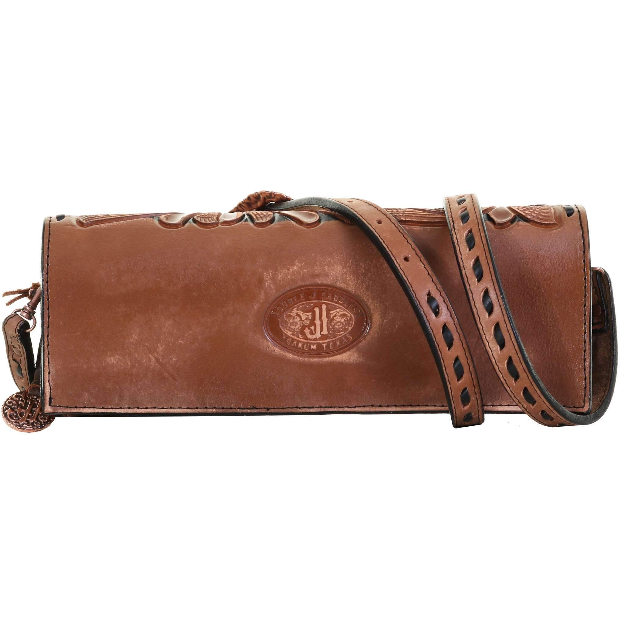 Bch48 - Pecan Vintage Tooled Western Buckle Clutch Handbag