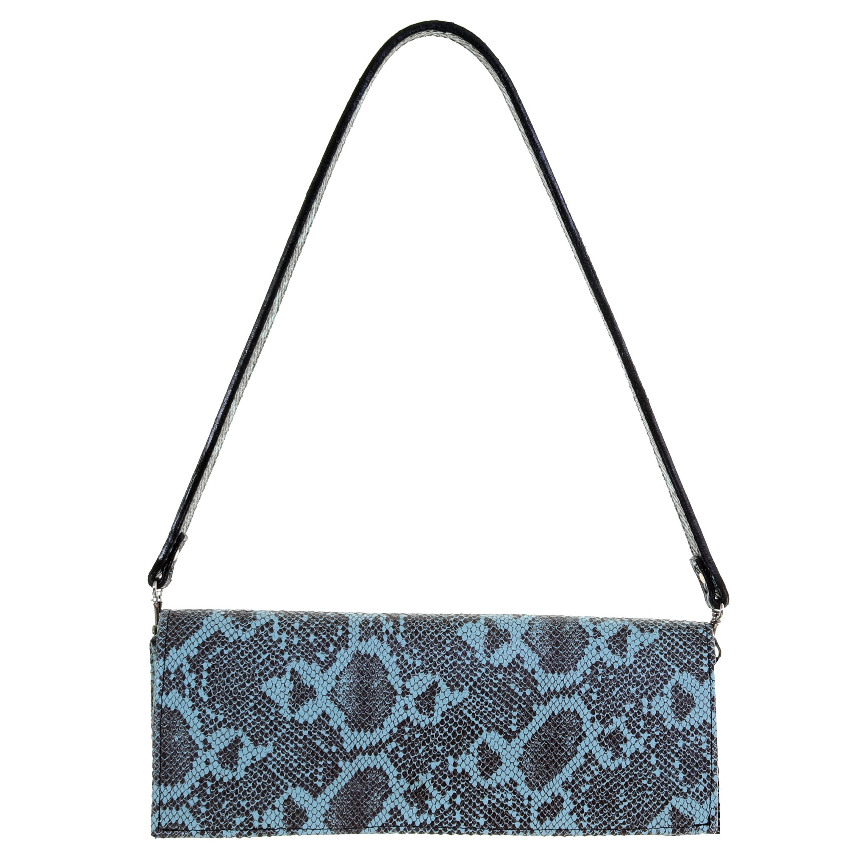 Bch54 - Turquoise Desert Snake Print Western Buckle Clutch Handbag