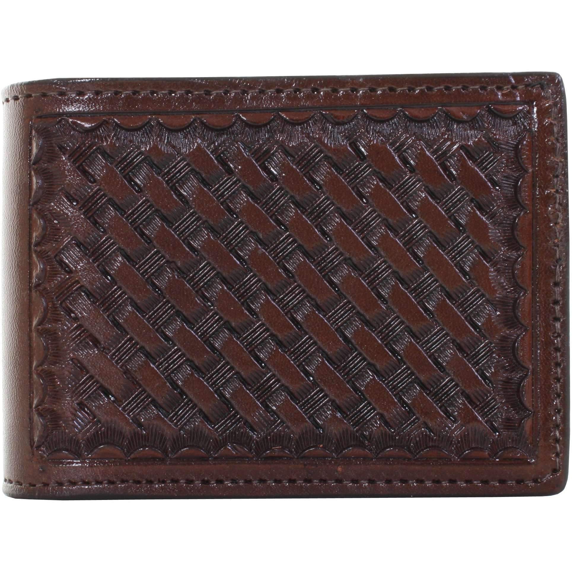 Bf09 - Brown Tooled Mens Bifold Wallet Wallet