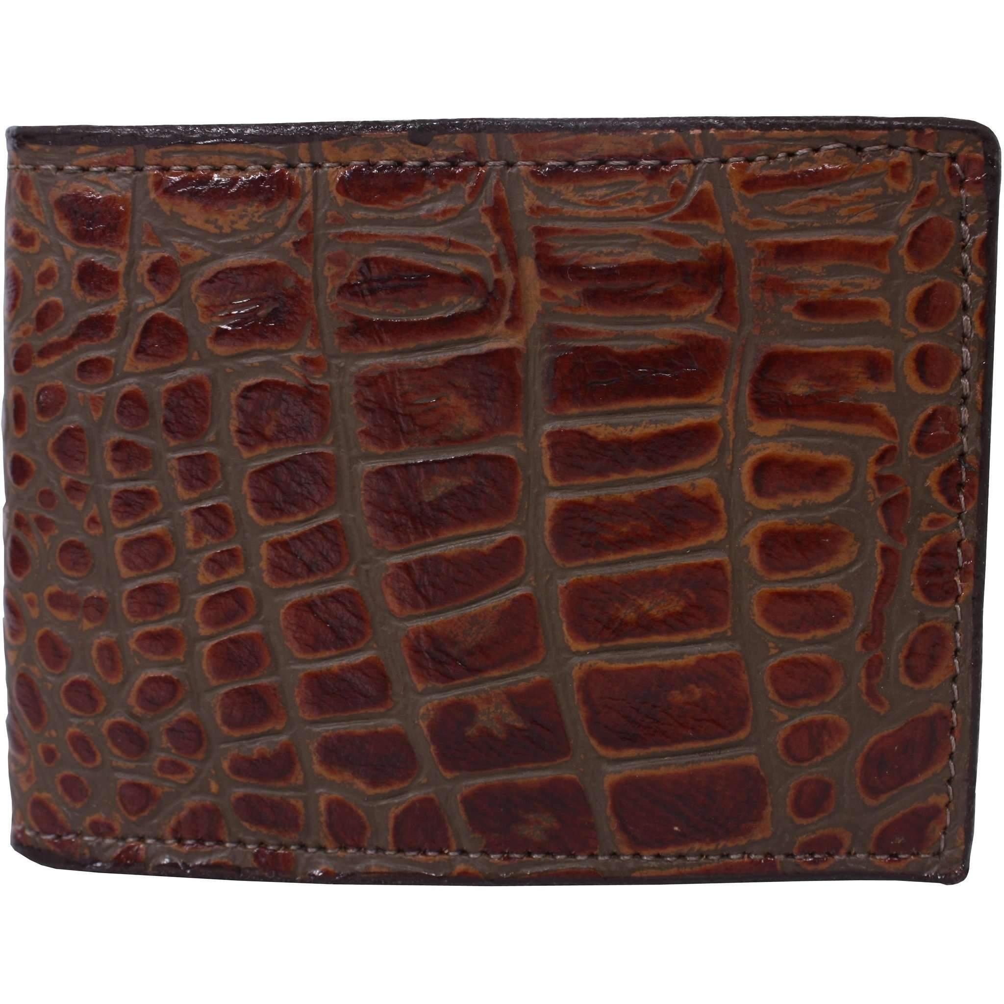 Bf13 - Brown Gator Print Mens Bifold Wallet Wallet