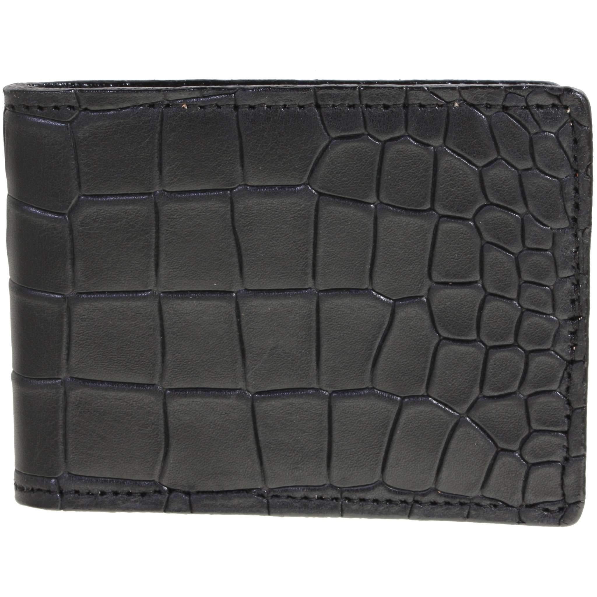 Bf34 - Black Diamond Back Crocodile Print Mens Bifold Wallet Wallet