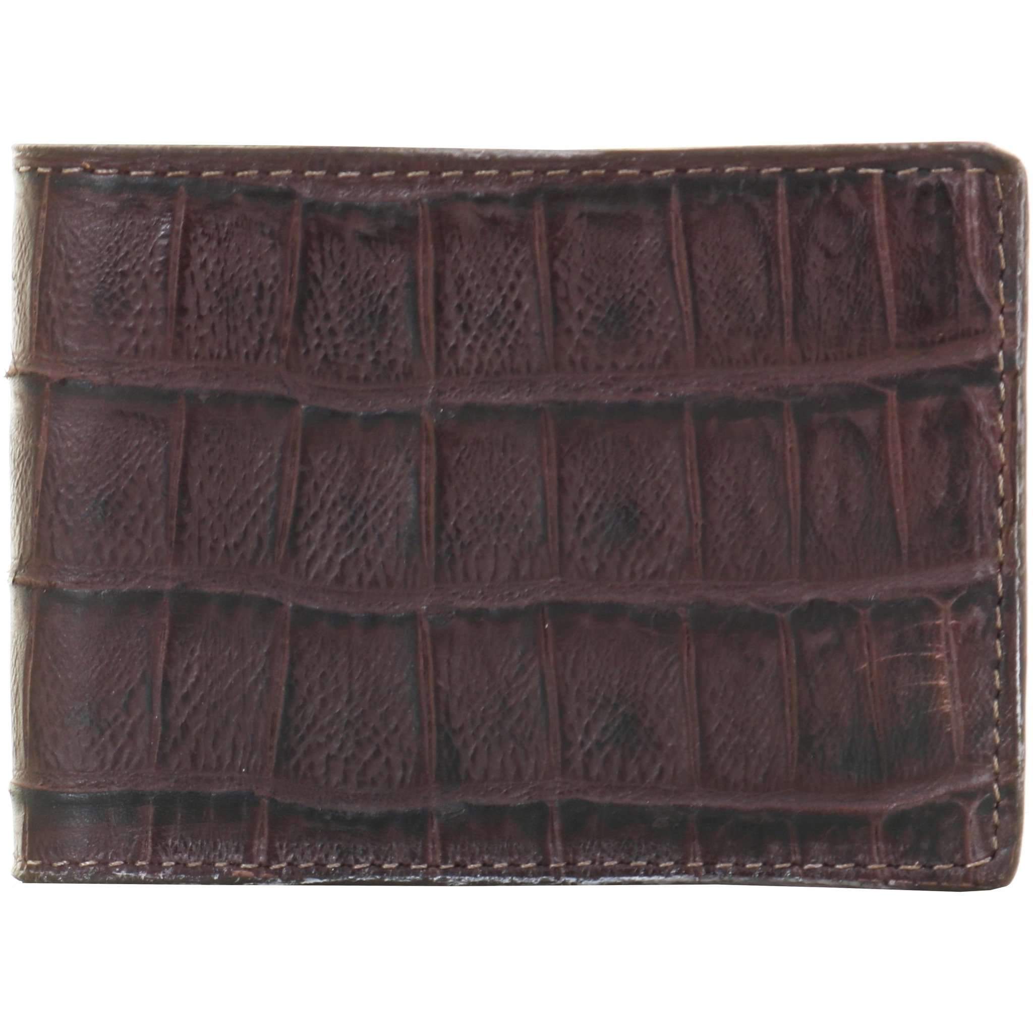 Bf43 - Knife Tail Brown Gator Print Bifold Wallet Wallet