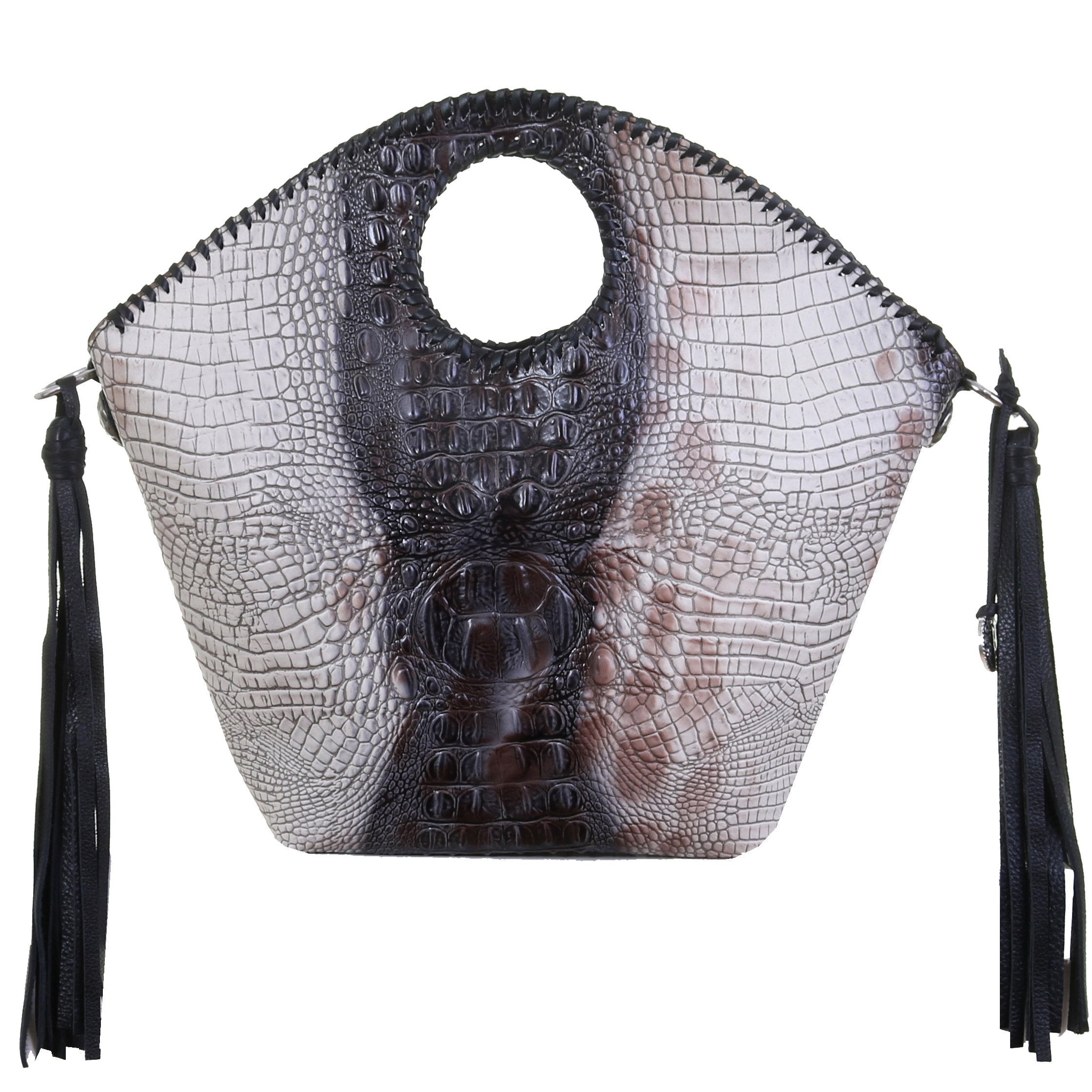 Bol05 - Zebra Crocodile Print Leather Bolsa Bag Handbag