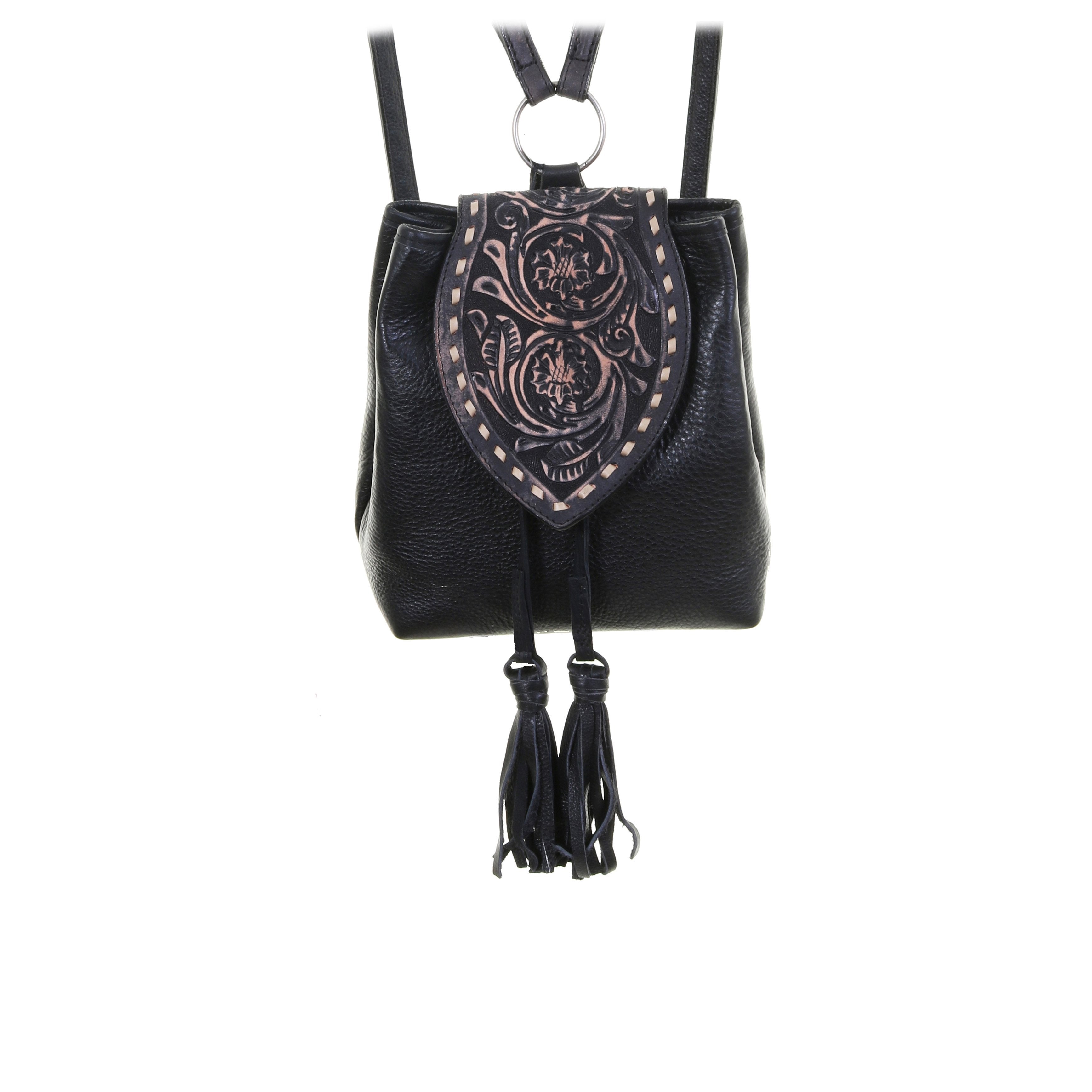 Bp06 - Black Chap Backpack Handbag