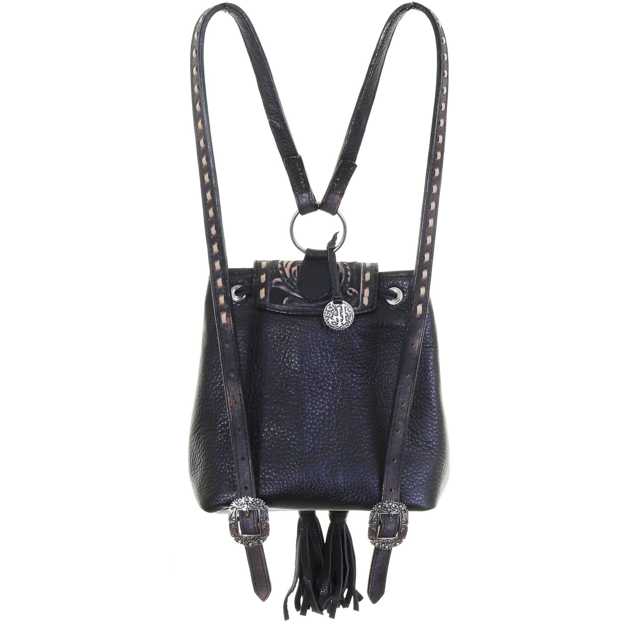 Bp06 - Black Chap Backpack Handbag