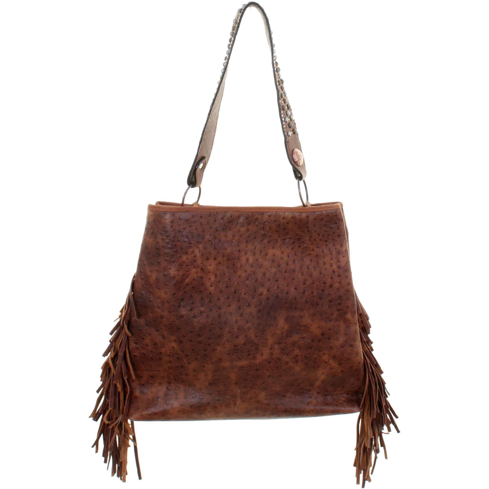 Bt123 - Vintage Cognac Ostrich Big Tote Handbag
