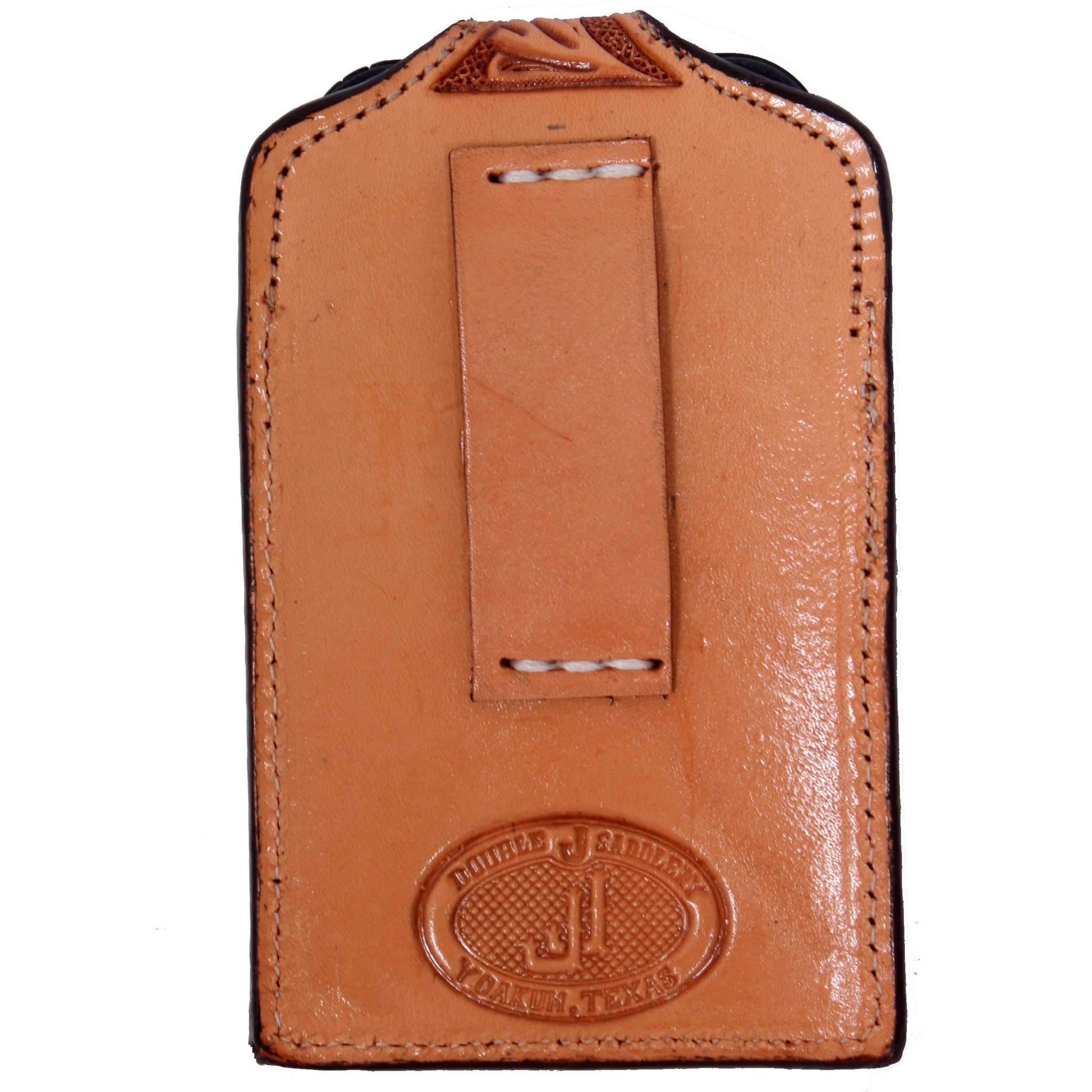 Cpc35 - Natural Leather Tooled Cell Phone Holder Accessories