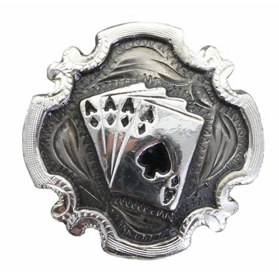 C1486 - Antique Silver Aces Conchos Concho
