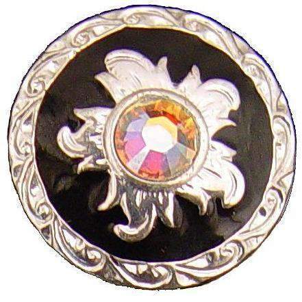 C452 - Flower Crystal Concho With Black Background Concho