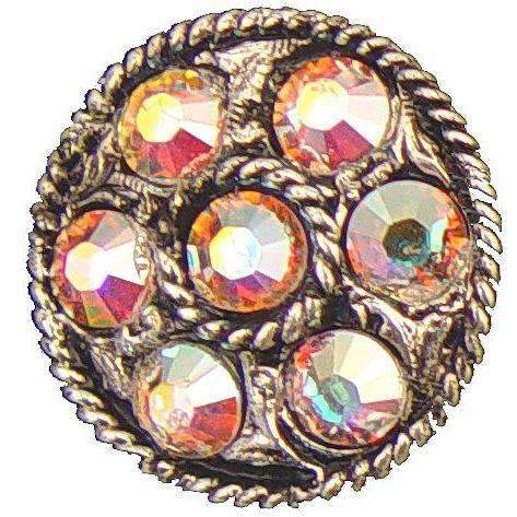 C454 - Antique Silver Wheel Crystals Concho Concho