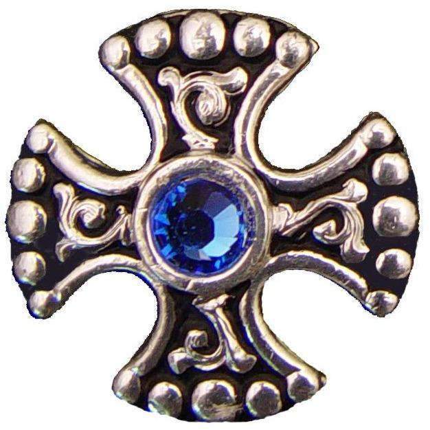 C472 - Silver Maltese Cross Concho With Black Background Concho