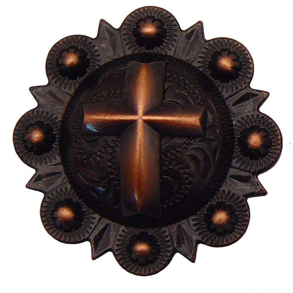 C506 - Antique Copper Berry Cross Concho Concho