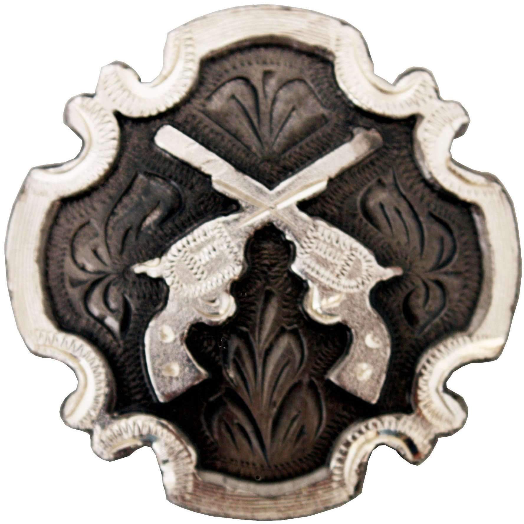 C988 - Antique Silver Cross Pistols Concho Concho