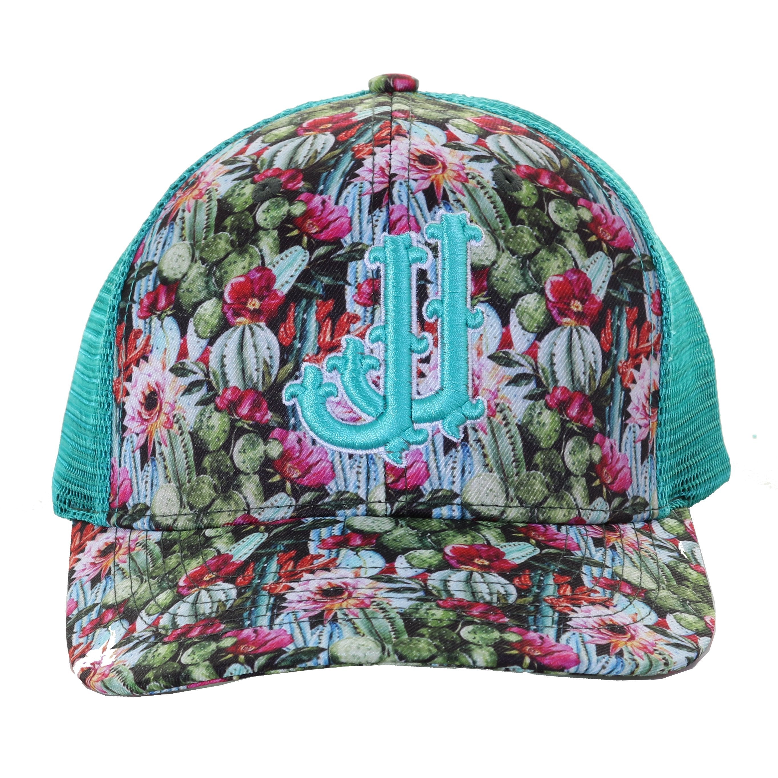 Cap66 - Cactus/flower And Turquoise Cap Cap
