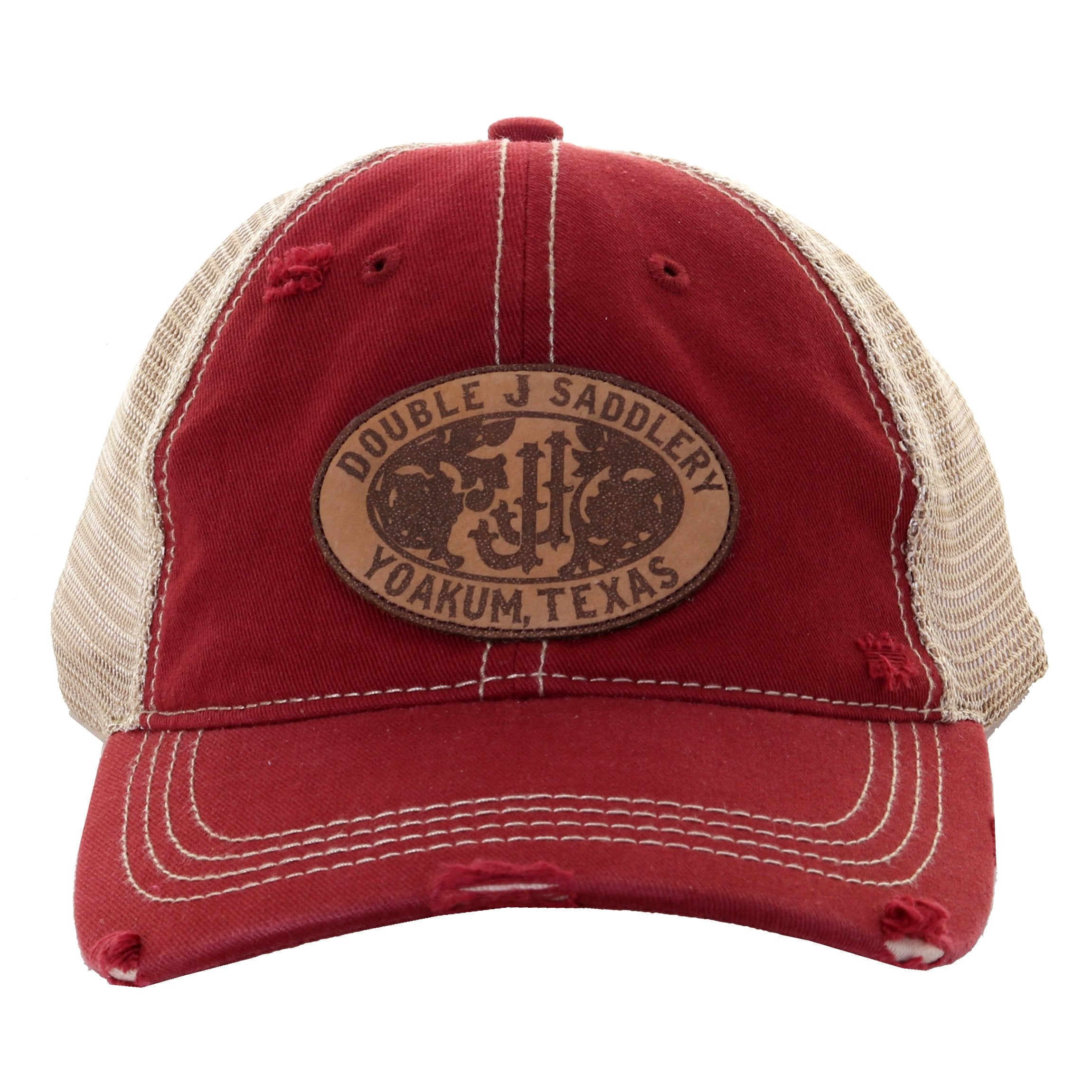 Cap71- Red Distressed And Tan Cap Cap