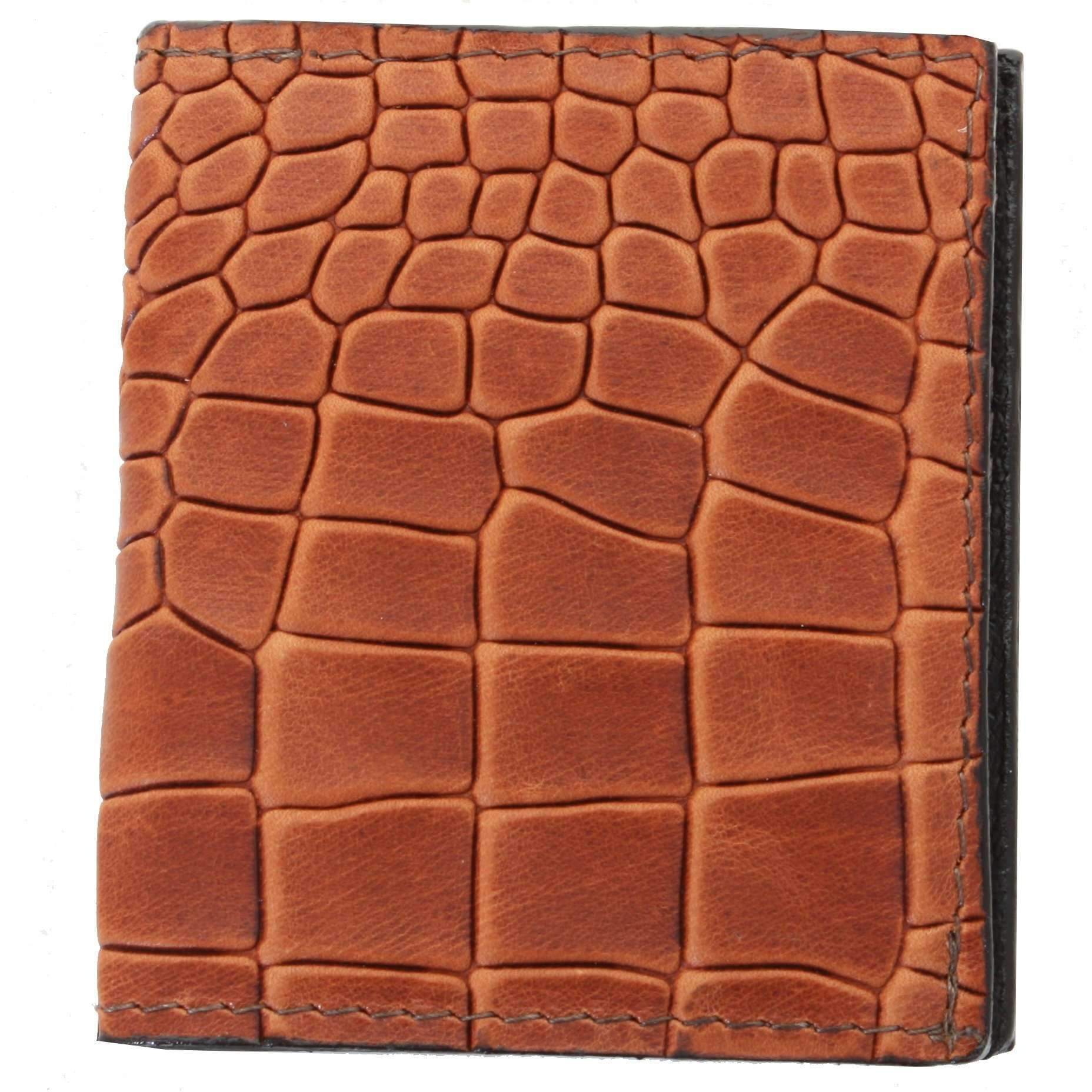 Ccw07 - Cognac Diamond Back Crocodile Print Credit Card Wallet Wallet