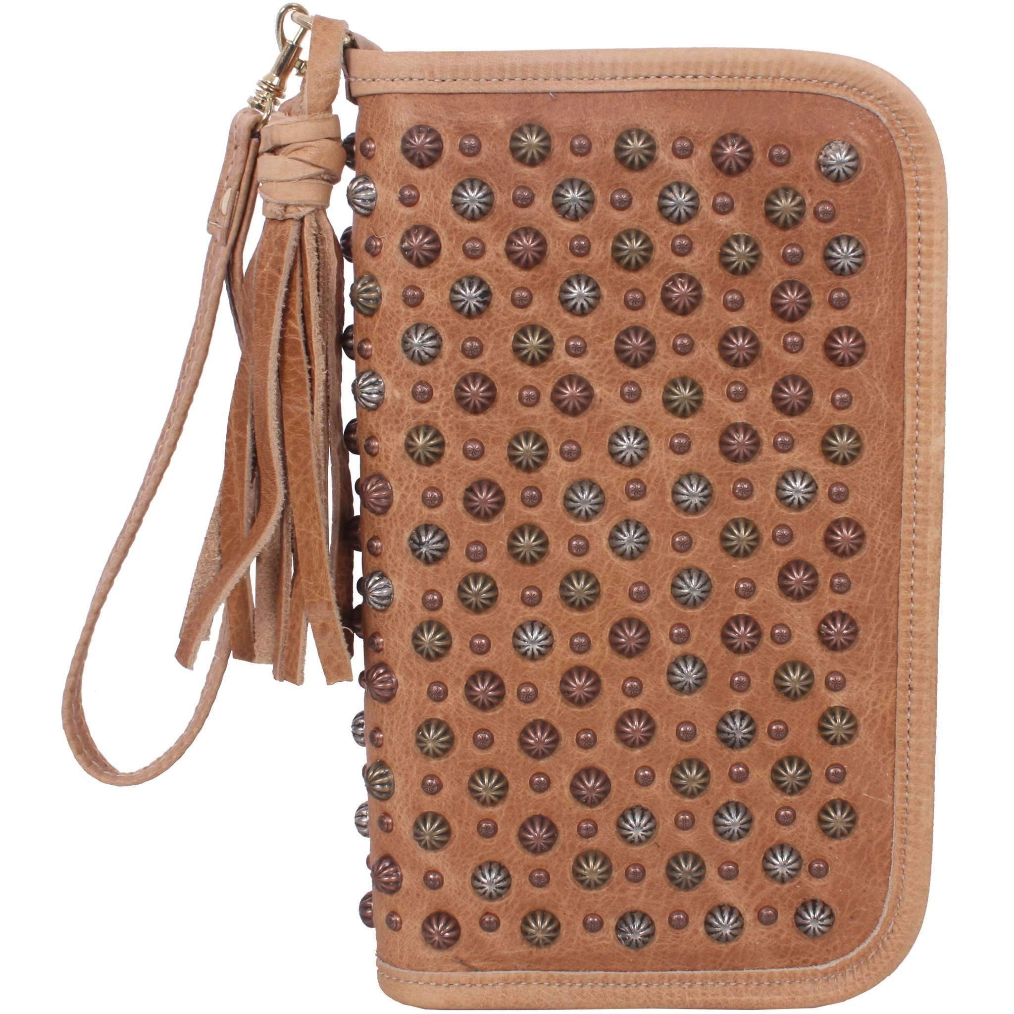 Co110 - Tan Pull-Up Clutch Organizer Handbag