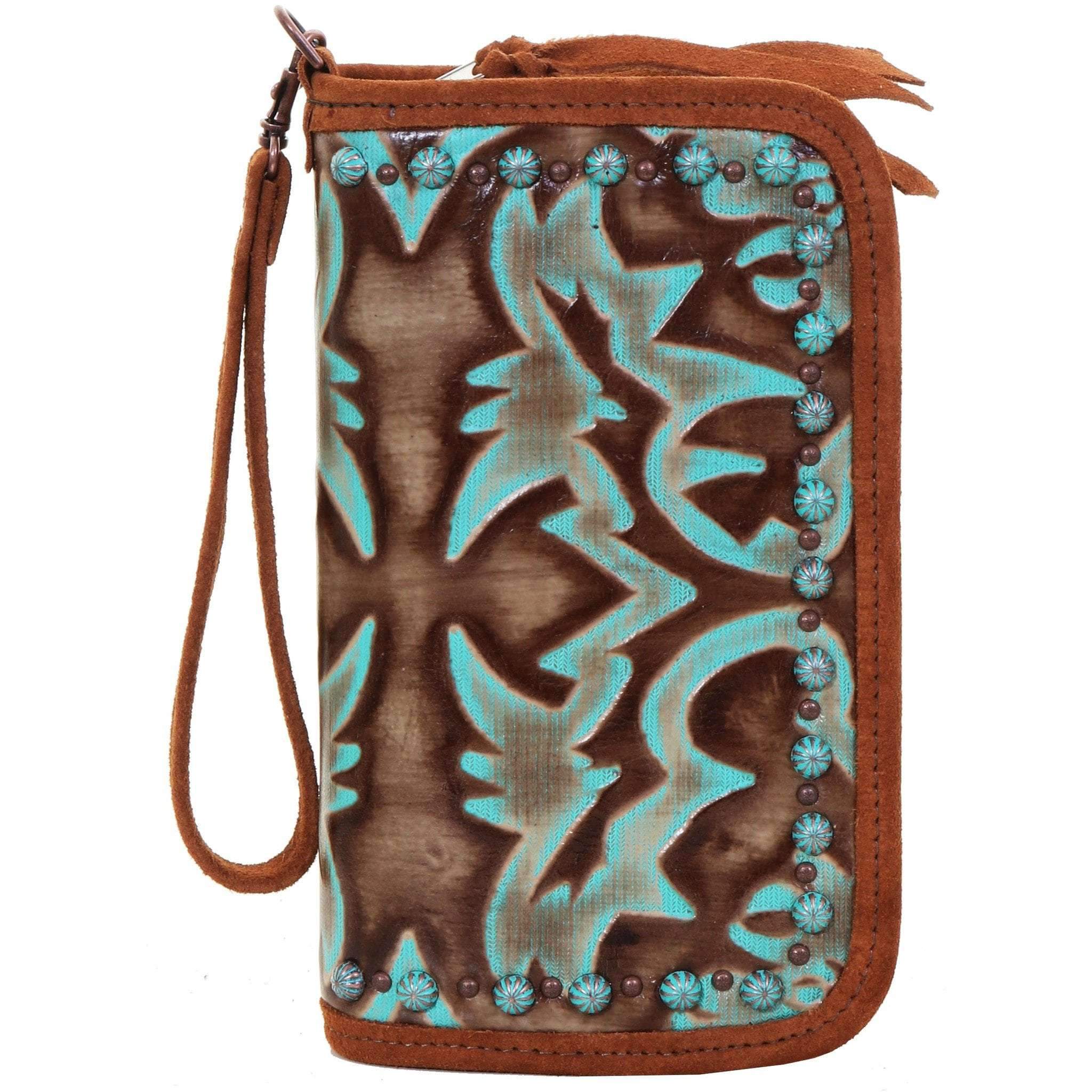 Co176 - Turquoise/brown Laredo Clutch Organizer Handbag